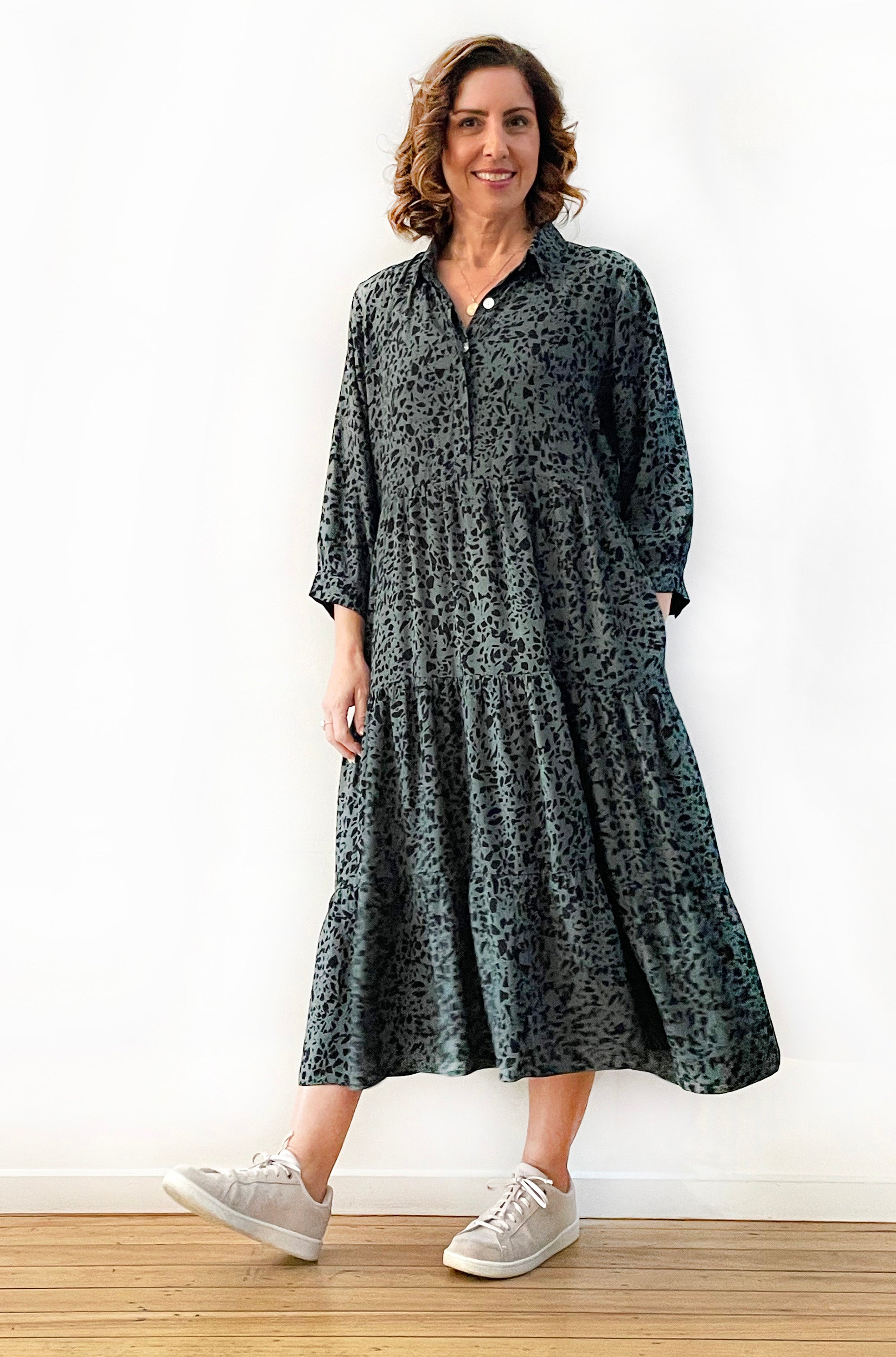 Viscose Tiered Shirt Dress designed in Geelong