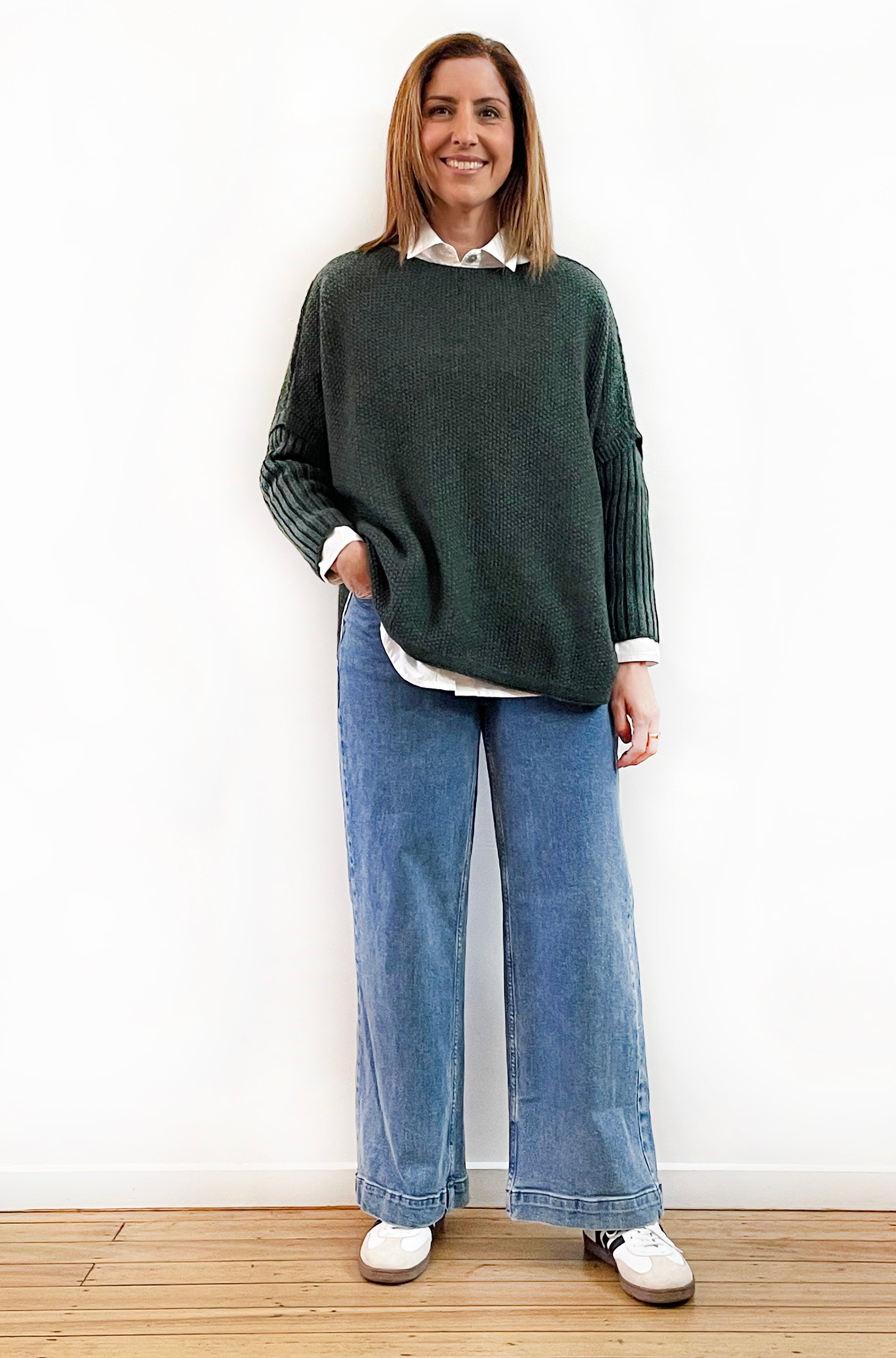 ON THE GO JUMPER HUNTER GREEN