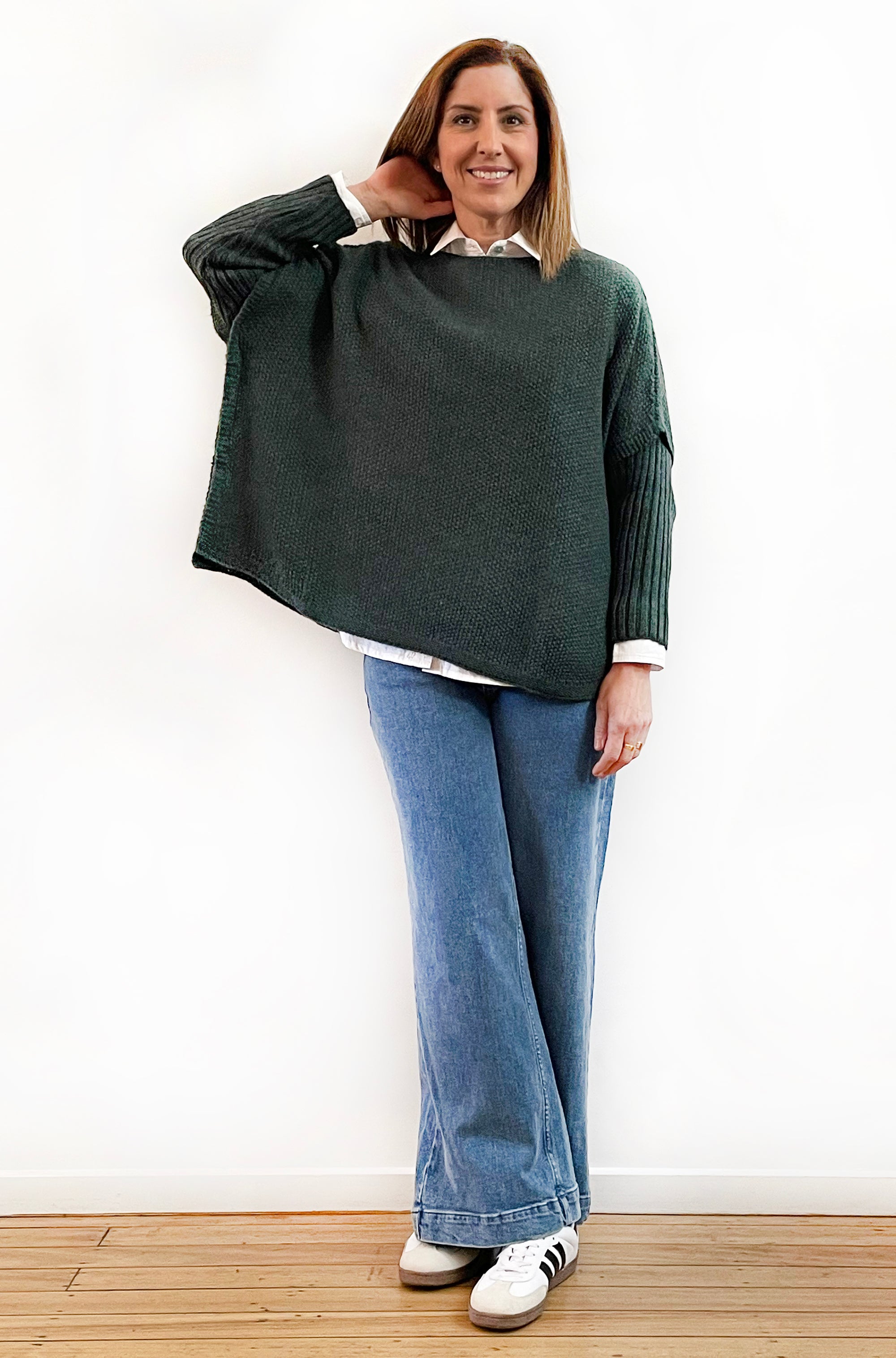 ON THE GO JUMPER HUNTER GREEN