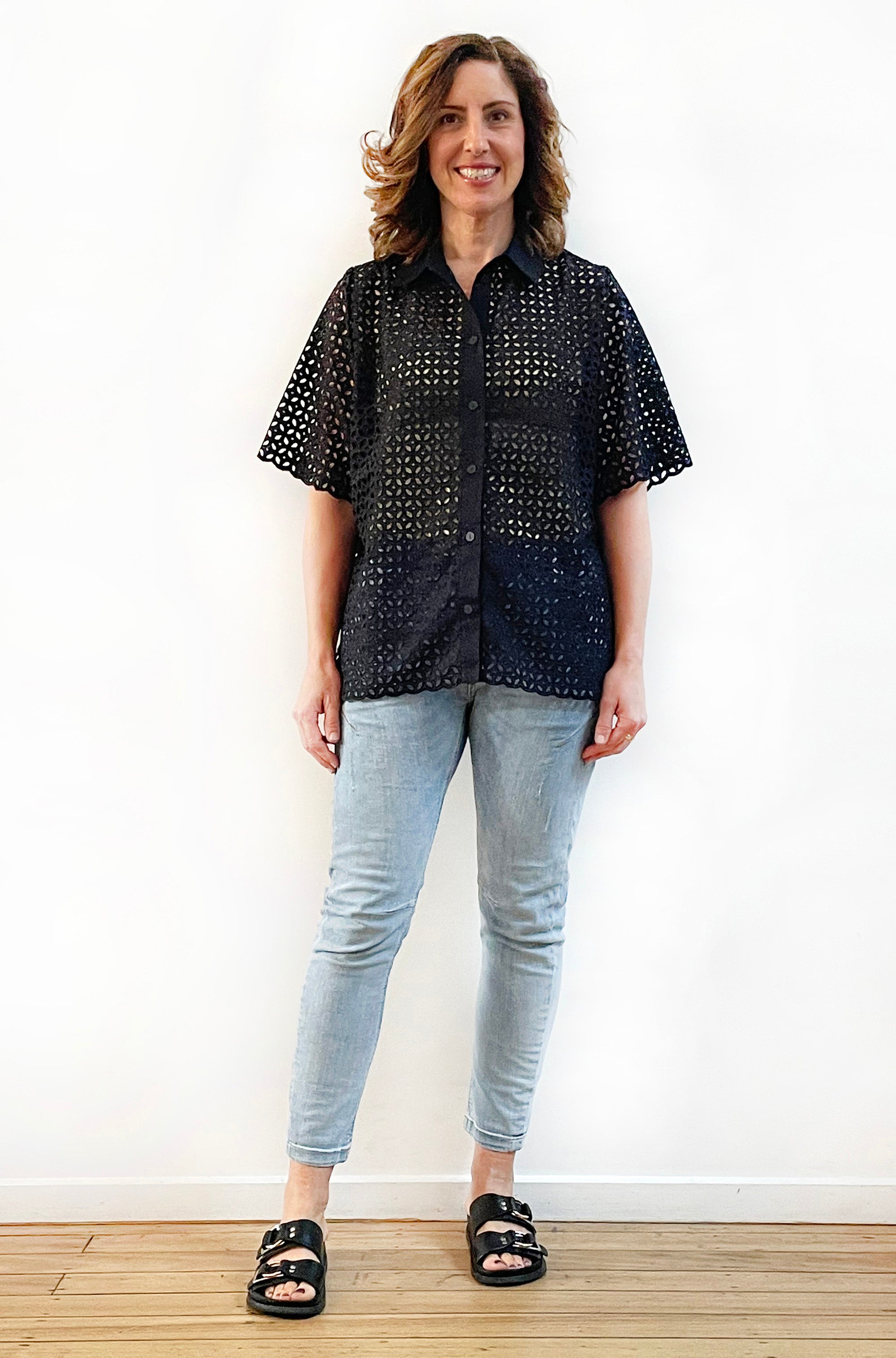 COTTON CUTOUT SHIRT BLACK