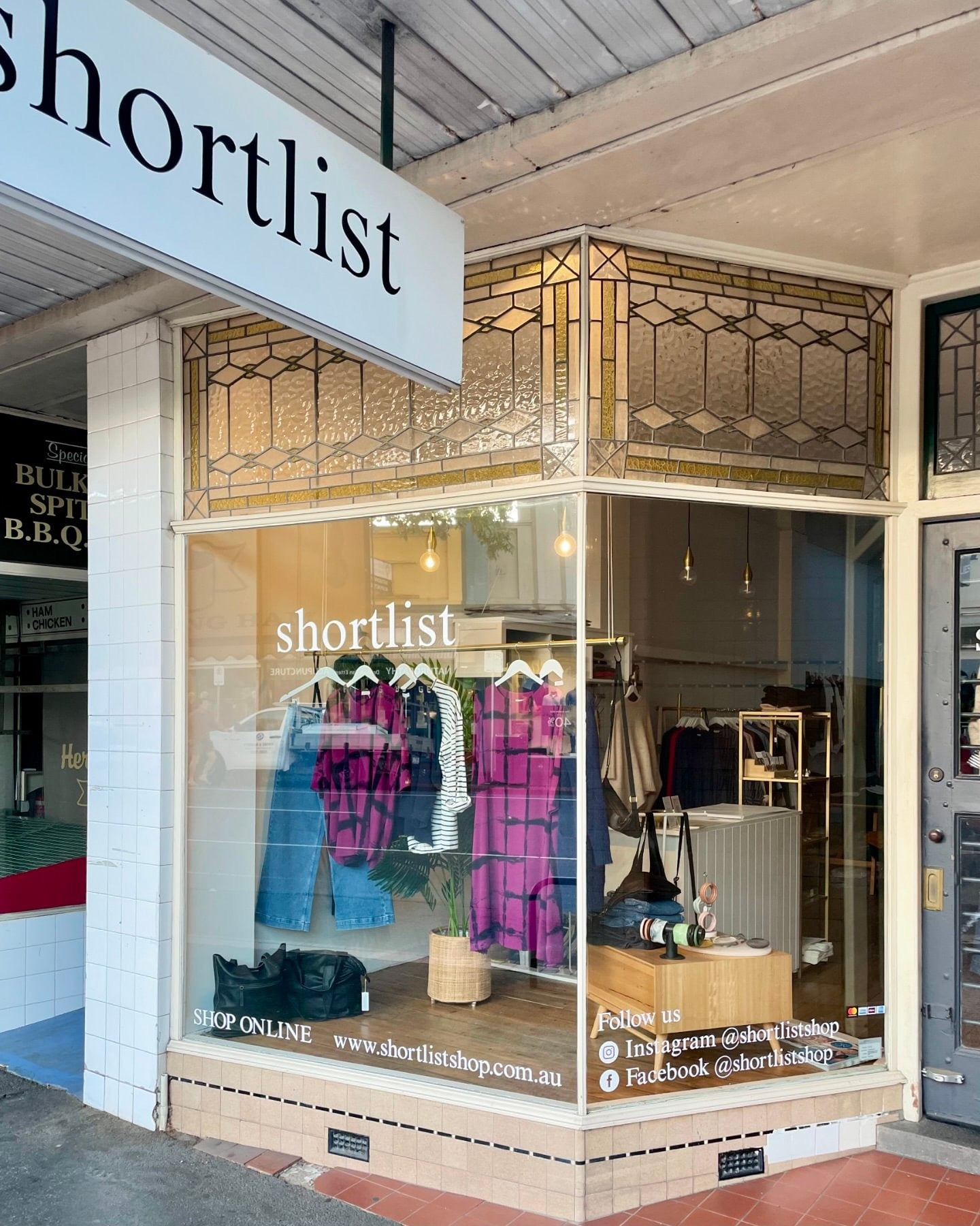 Front view of Shortlist Shop in Pakington St Geelong West, with colourful window display