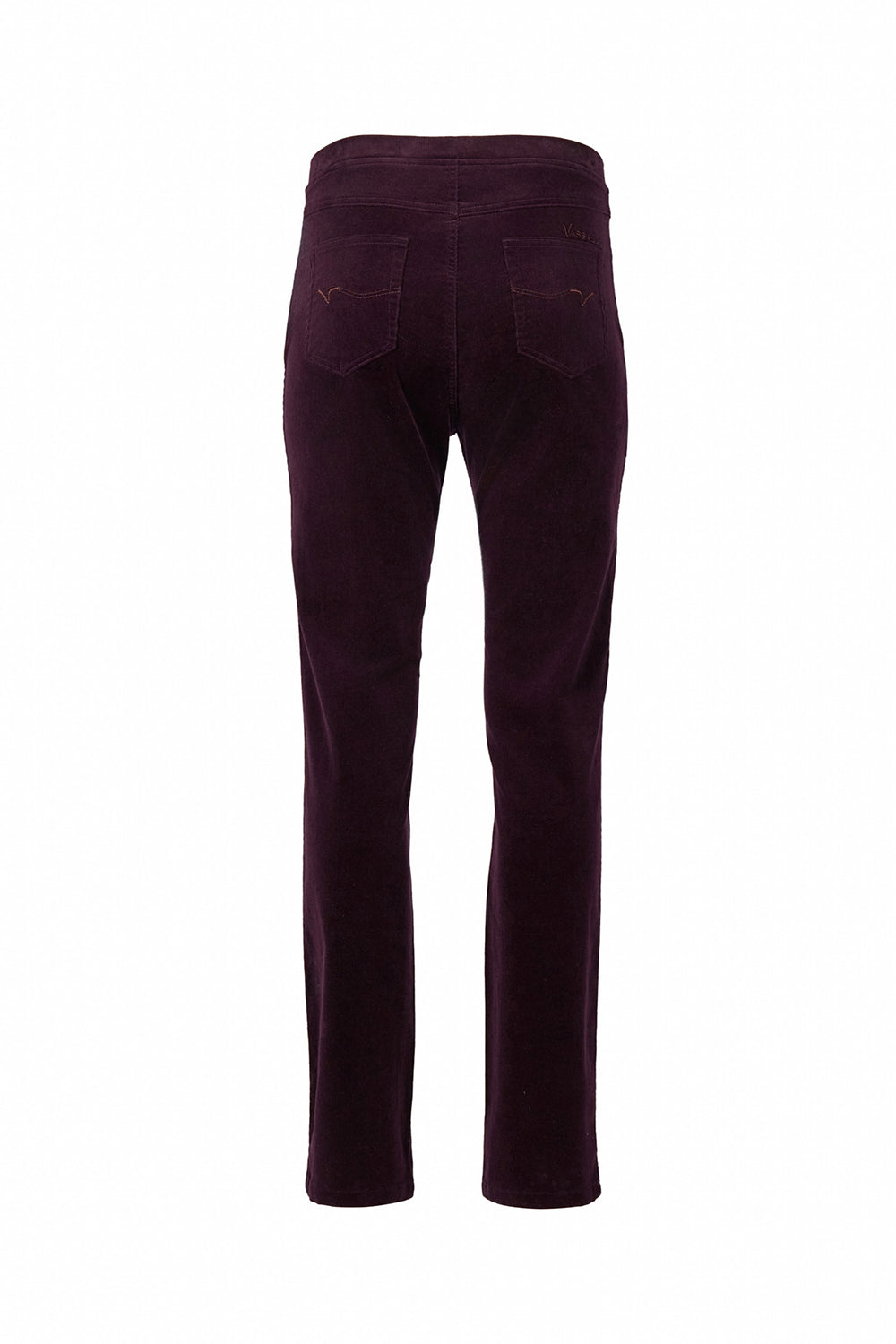 VASSALLI SLIM LEG FULL LENGTH PINWALE CORD PULL ON MULBERRY