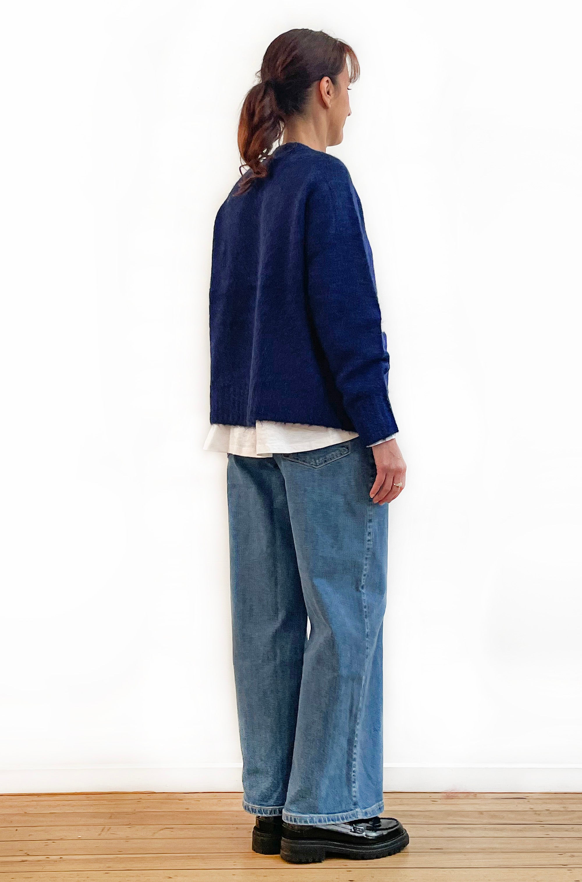 ALPACA/WOOL BLEND CROPPED CARDIGAN MIDNIGHT BLUE