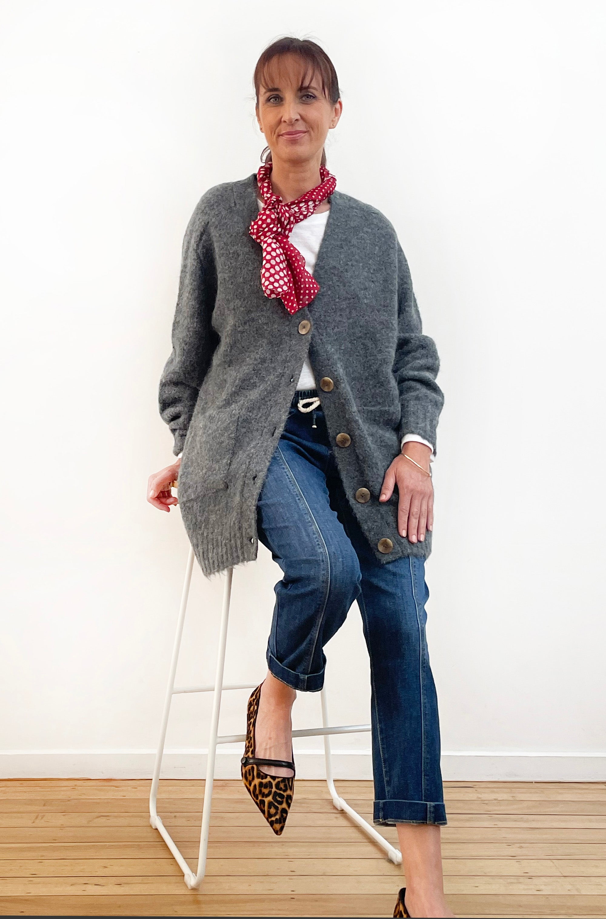 ALPACA/WOOL BLEND OVERSIZED CARDI CHARCOAL