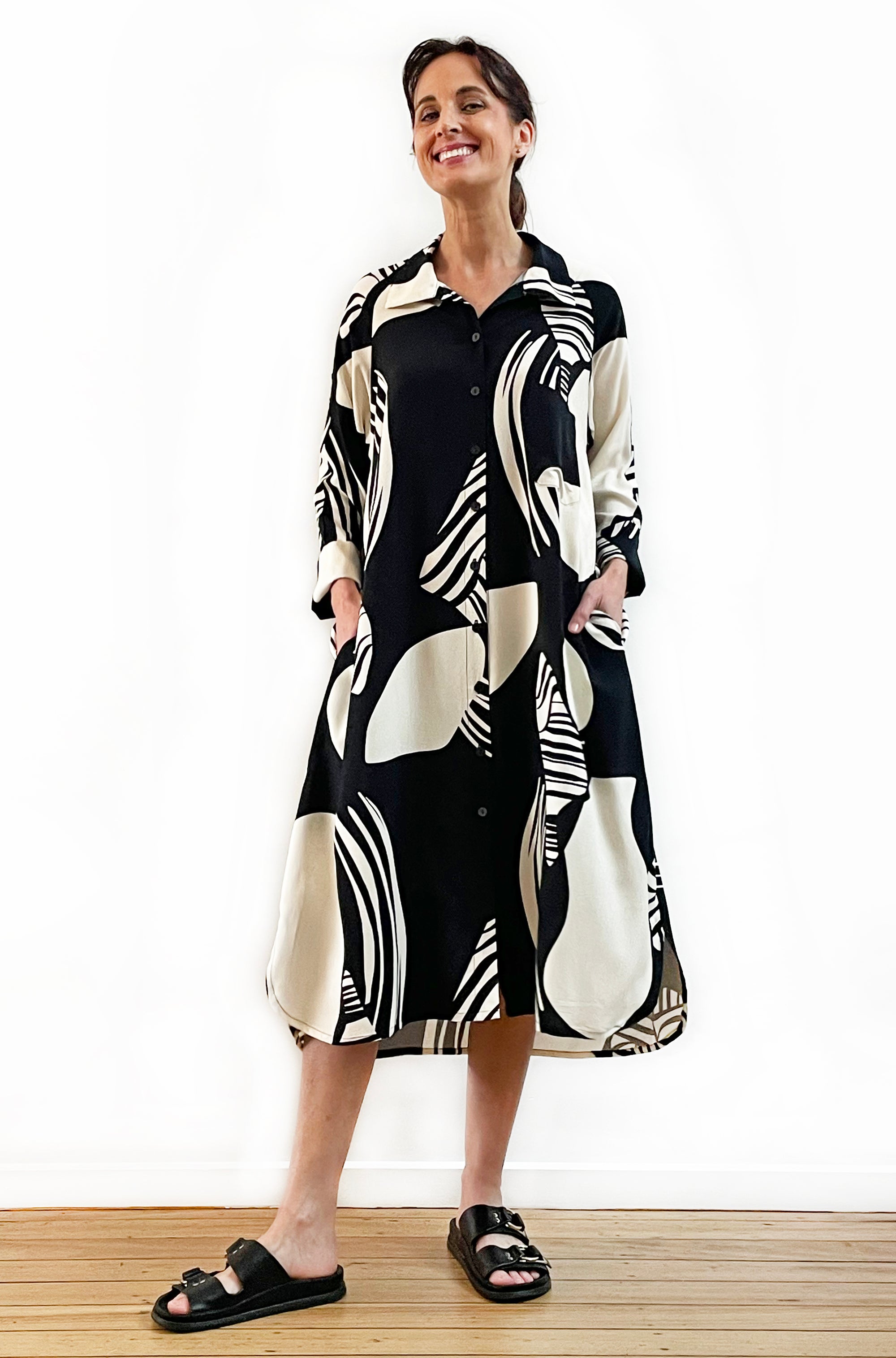 ART PRINT RAGLAN SHIRT DRESS
