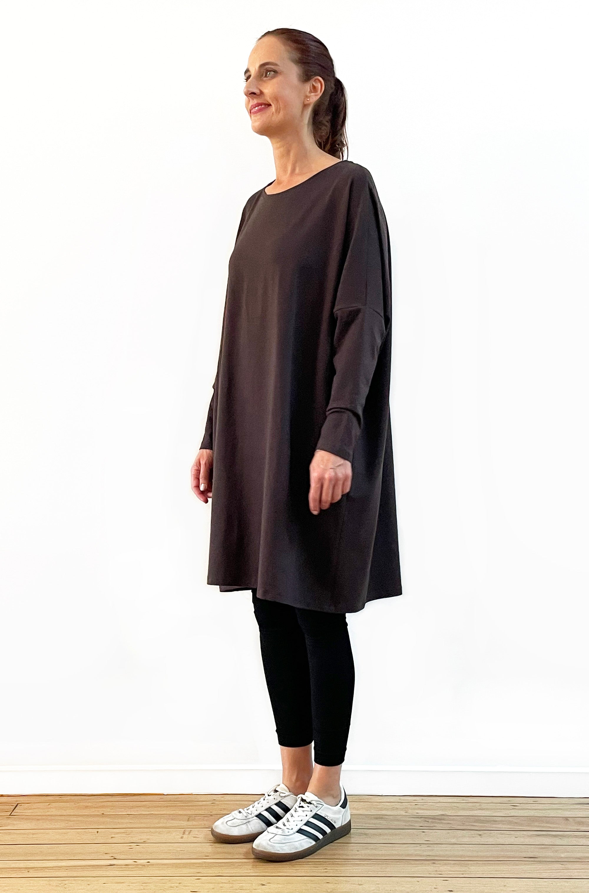 BAMBOO/ORGANIC COTTON BOX TUNIC CHOCOLATE