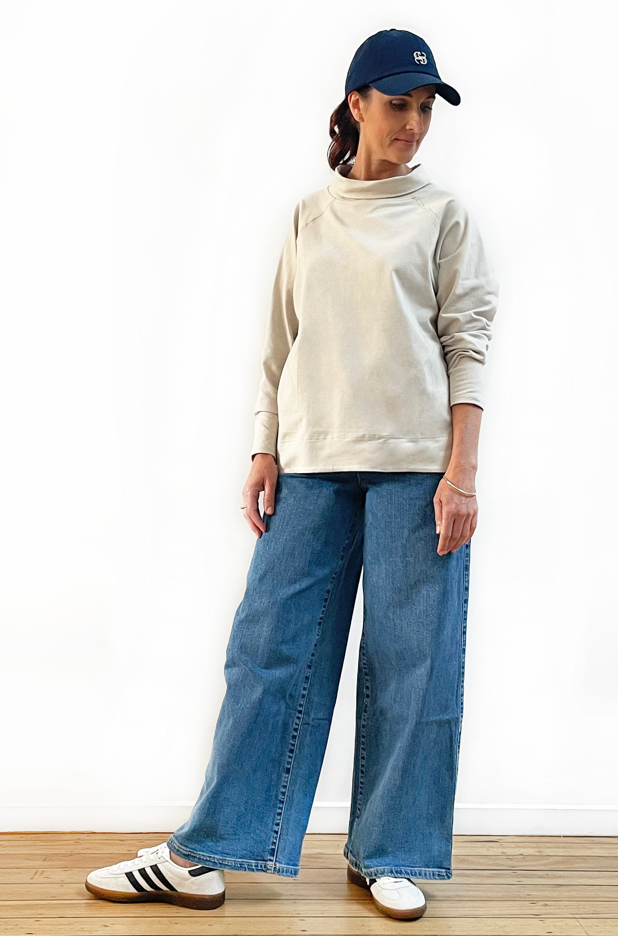 BAMBOO/ORGANIC COTTON ROLL NECK TOP CALICO