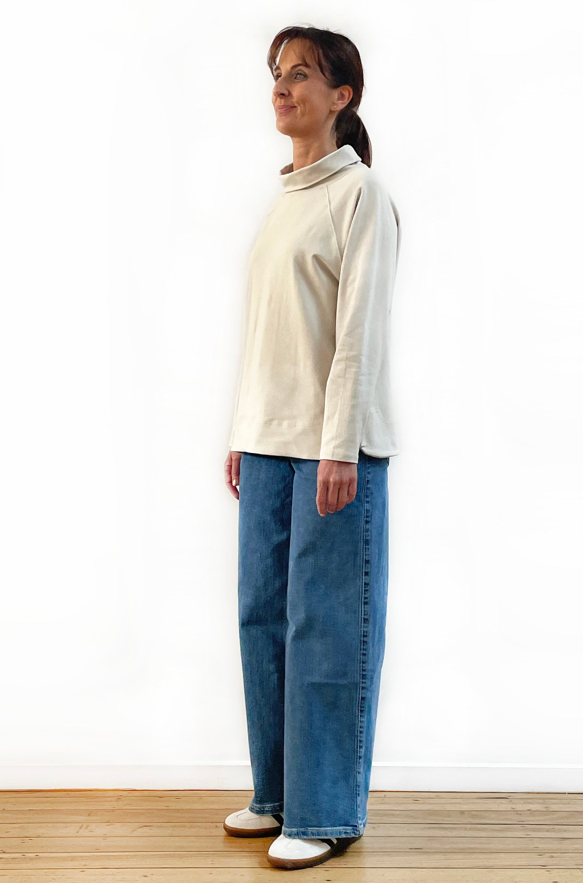 BAMBOO/ORGANIC COTTON ROLL NECK TOP CALICO