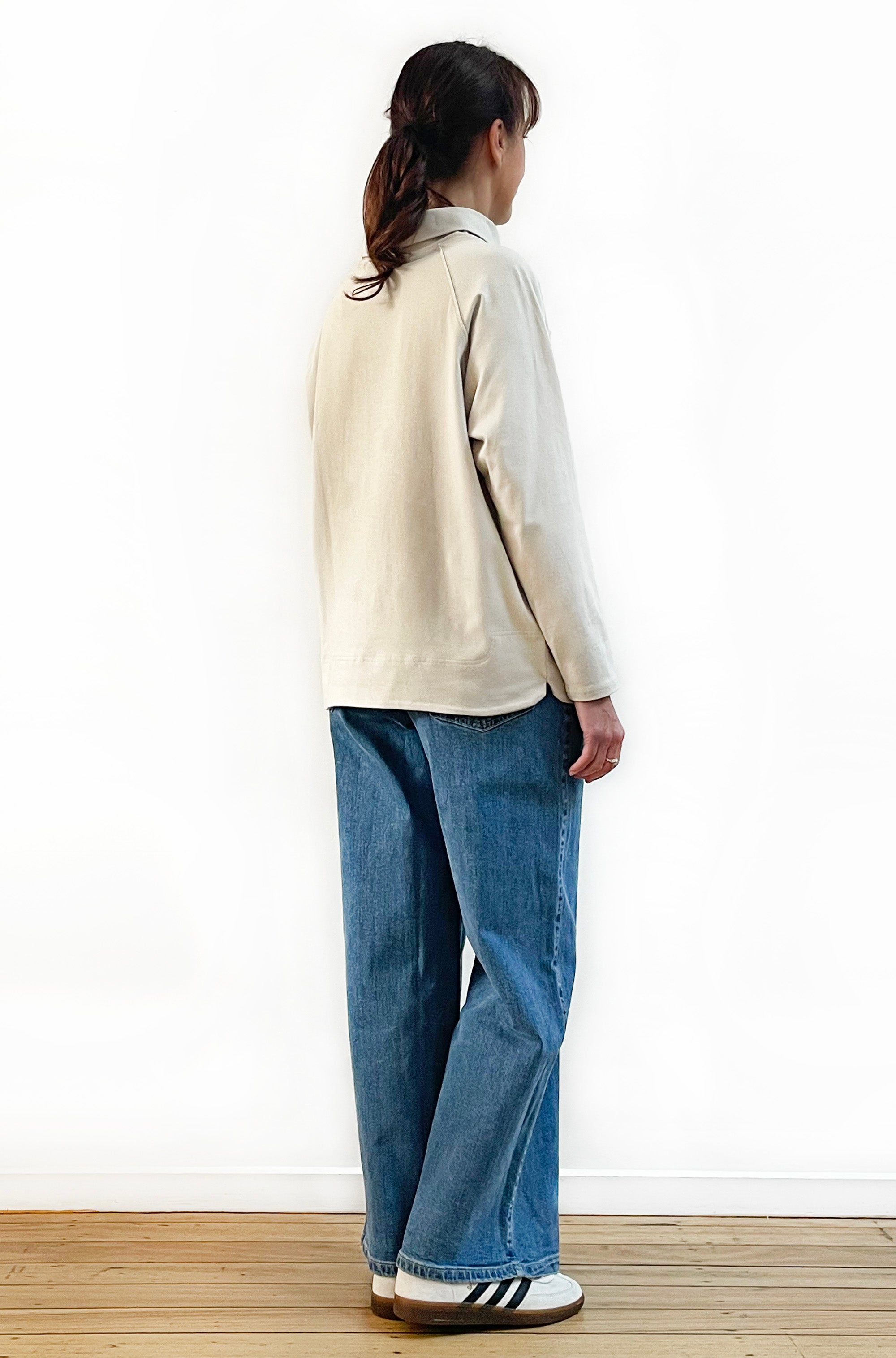 BAMBOO/ORGANIC COTTON ROLL NECK TOP CALICO