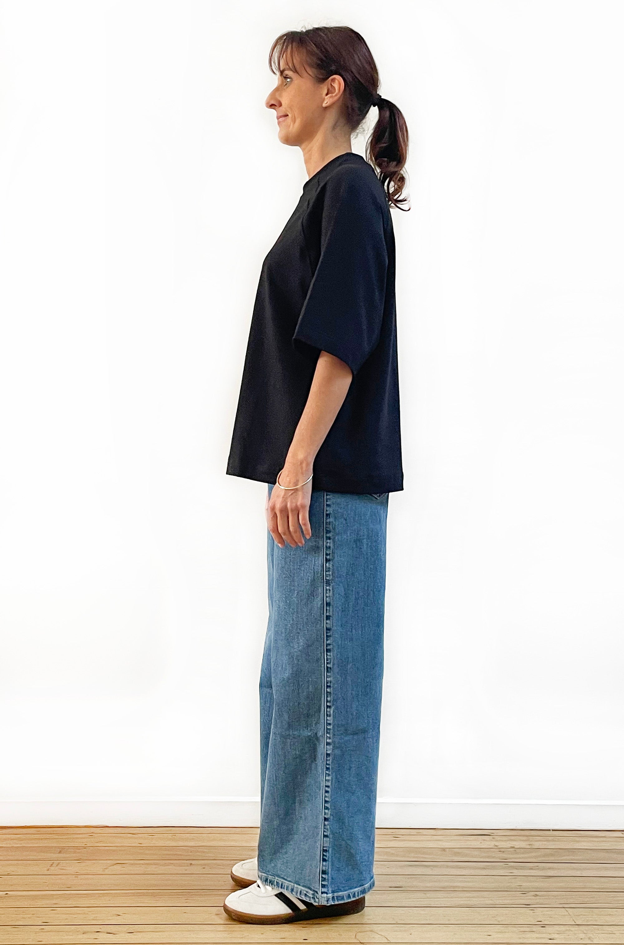 BAMBOO/ORGANIC COTTON SHORT SLEEVE RAGLAN TOP BLACK