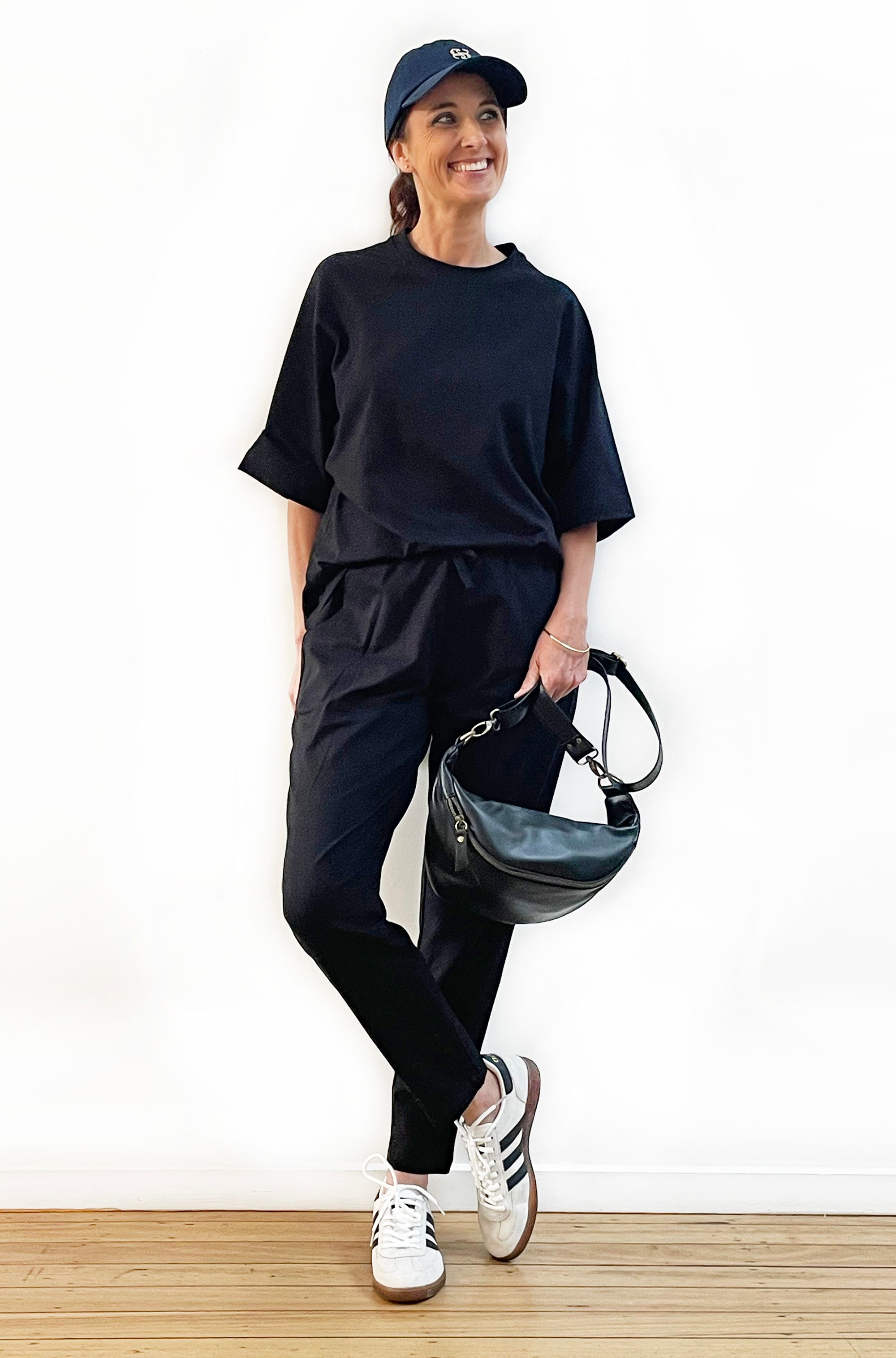 BAMBOO/ORGANIC COTTON SLIM LEG PANT BLACK