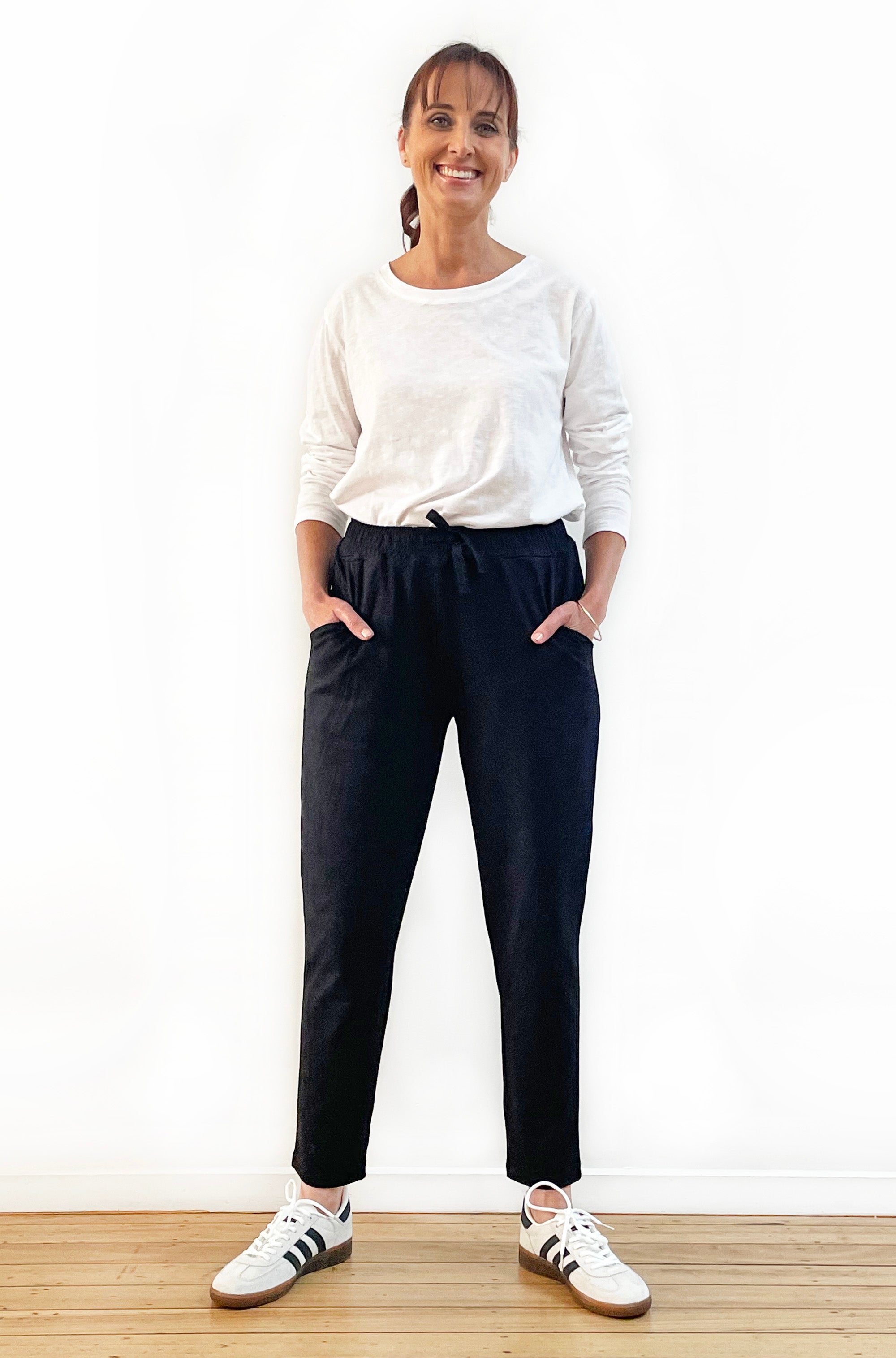 BAMBOO/ORGANIC COTTON SLIM LEG PANT BLACK