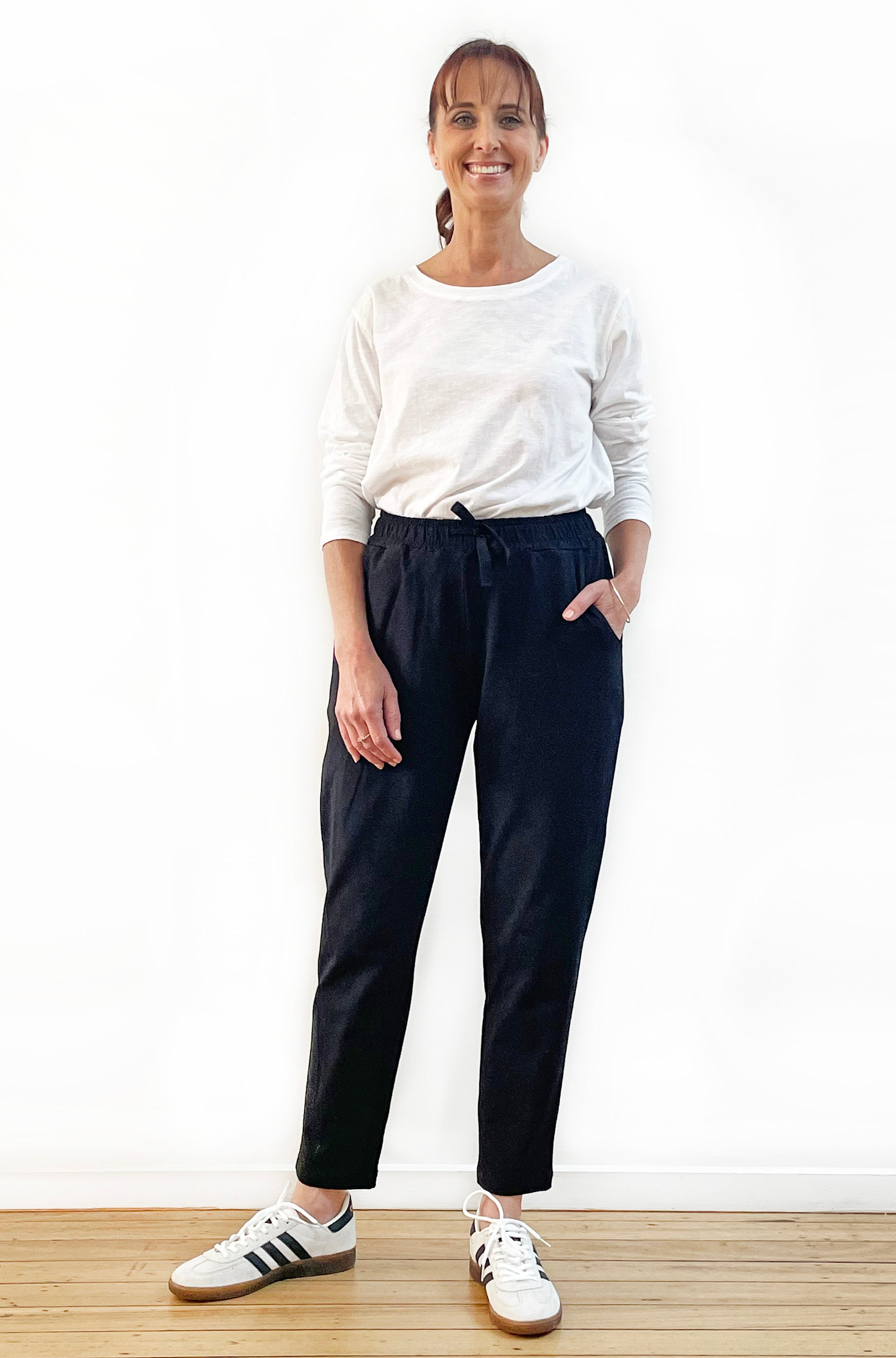 BAMBOO/ORGANIC COTTON SLIM LEG PANT BLACK