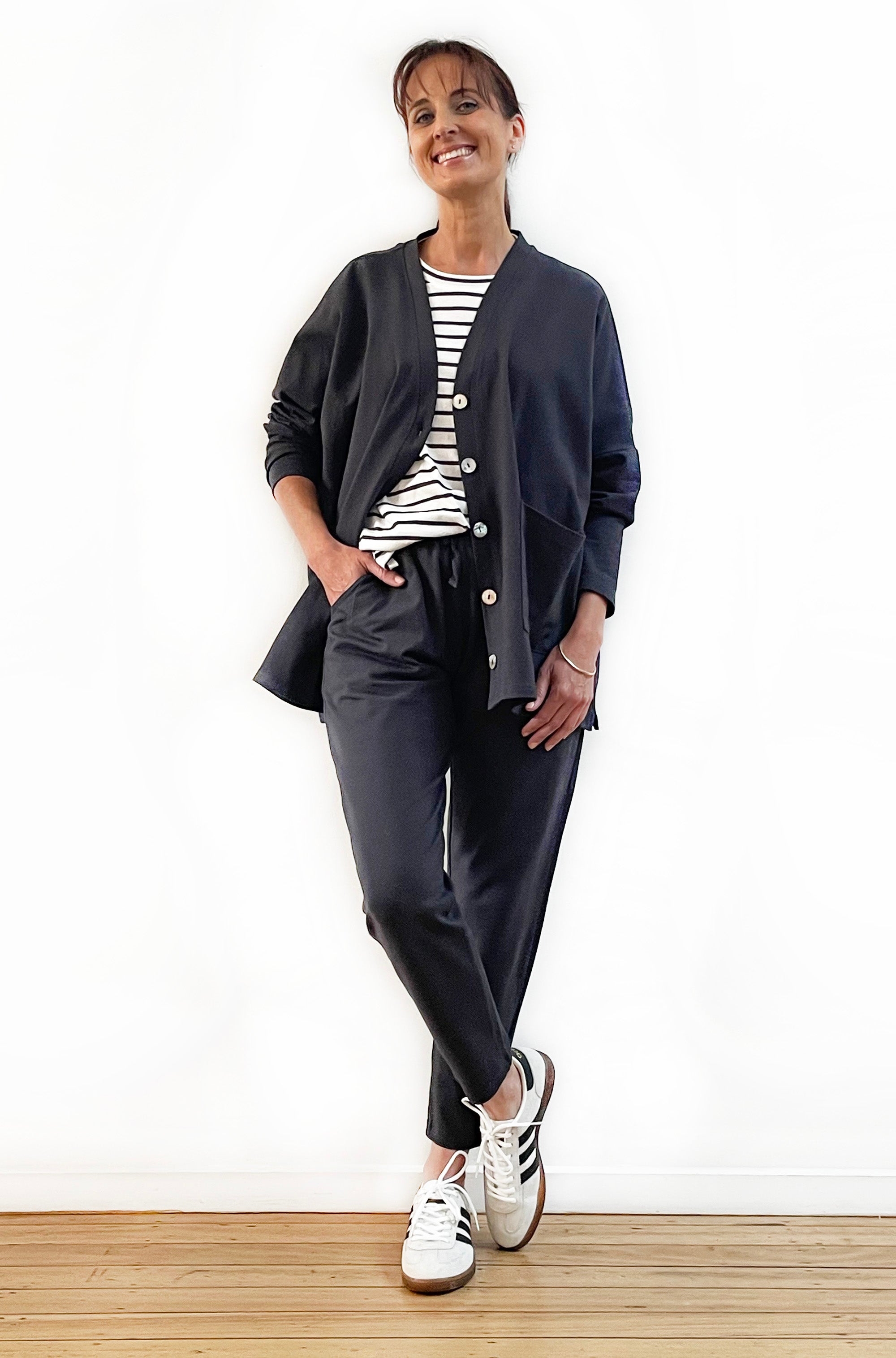 BAMBOO/ORGANIC COTTON SLIM LEG PANT GRAPHITE