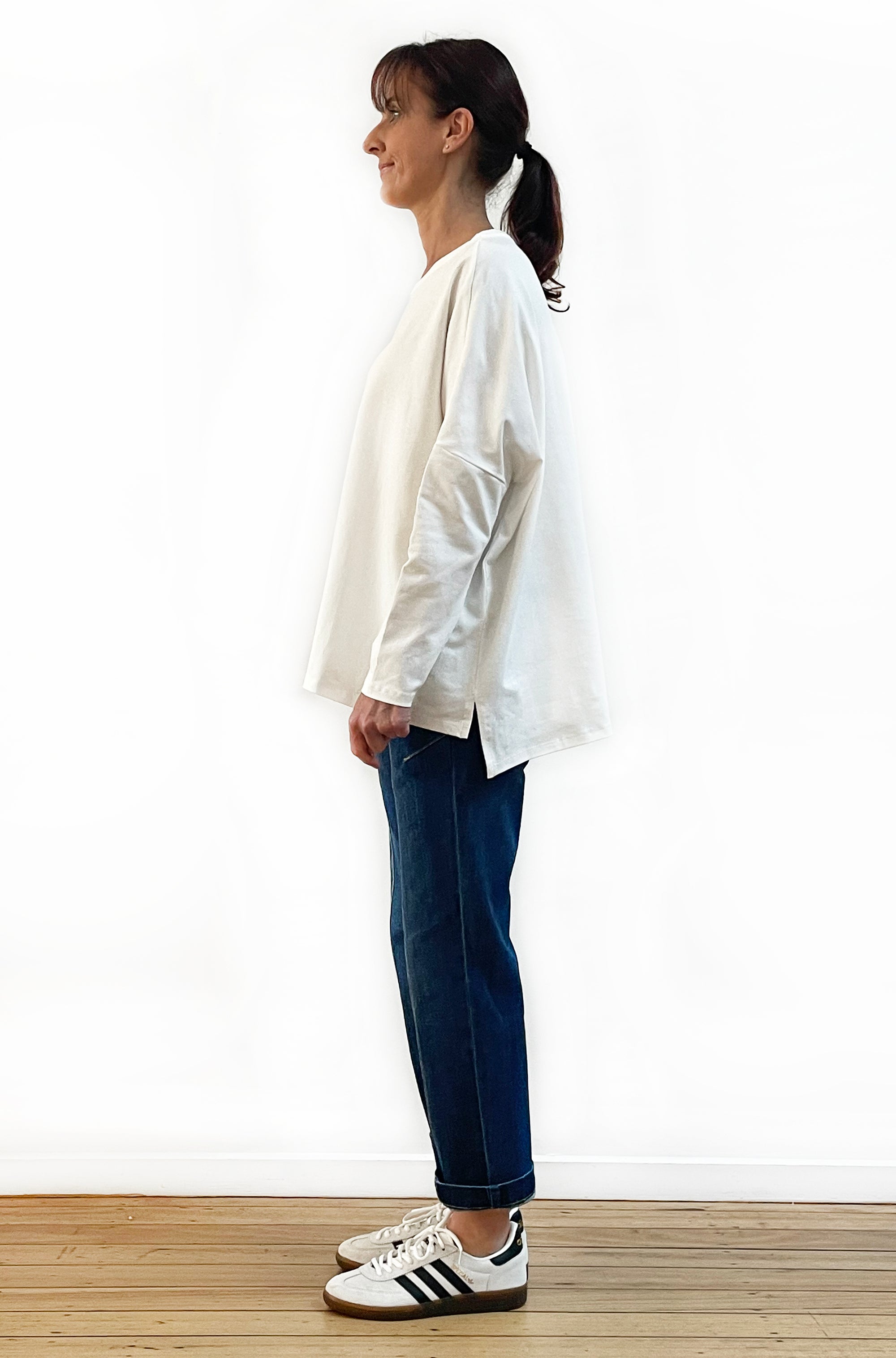 BAMBOO/ORGANIC COTTON SQUARE HEM BOX TOP OFF WHITE