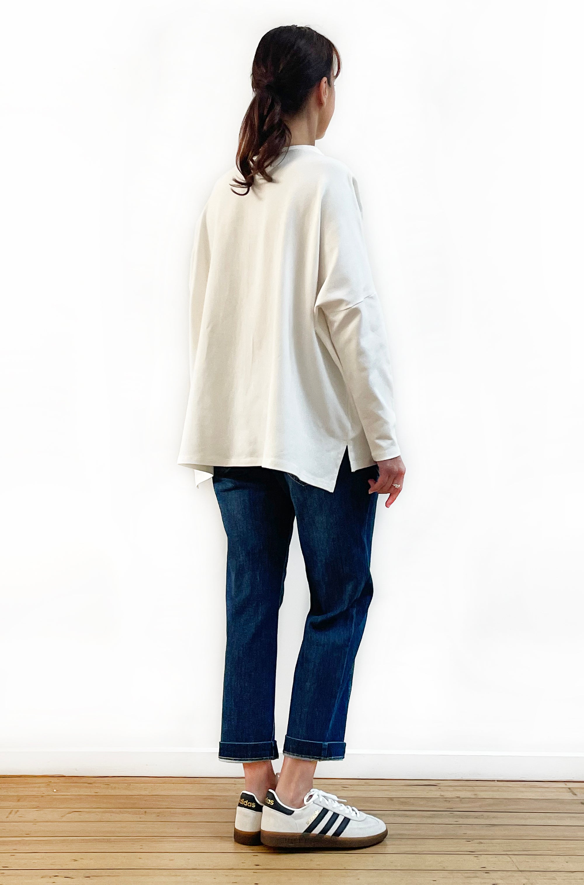 BAMBOO/ORGANIC COTTON SQUARE HEM BOX TOP OFF WHITE