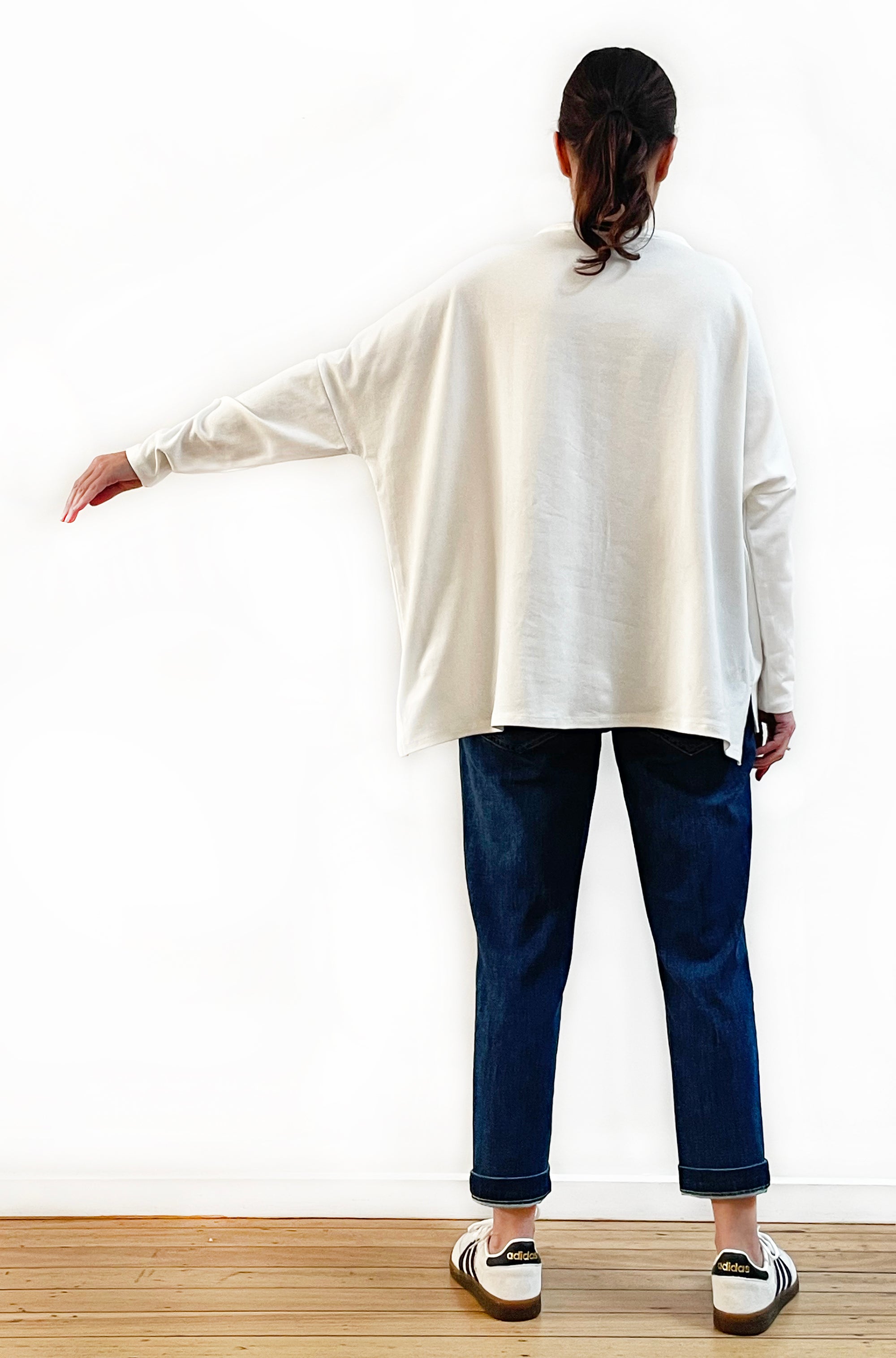 BAMBOO/ORGANIC COTTON SQUARE HEM BOX TOP OFF WHITE