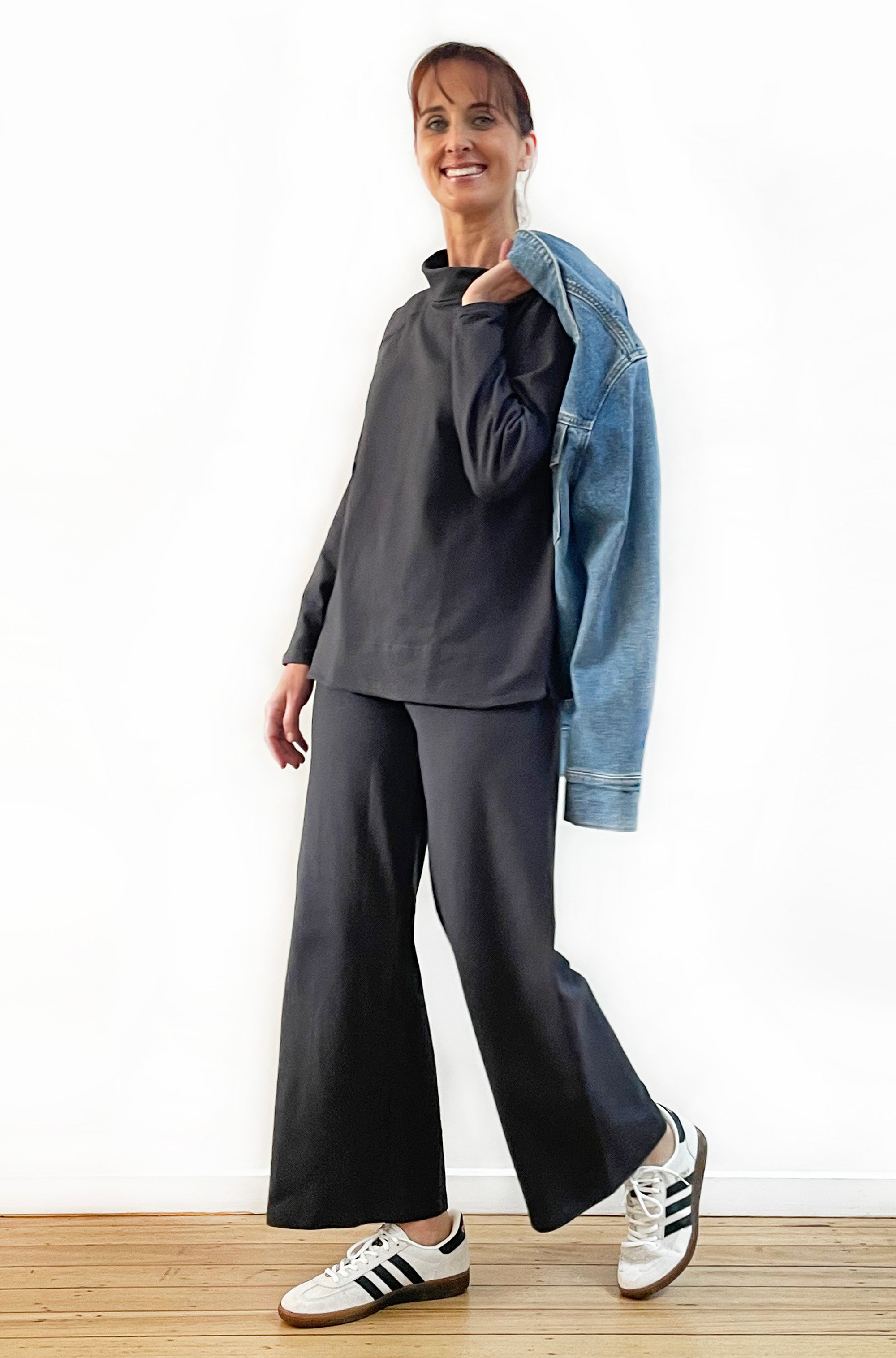 BAMBOO/ORGANIC COTTON WIDE LEG PANT GRAPHITE