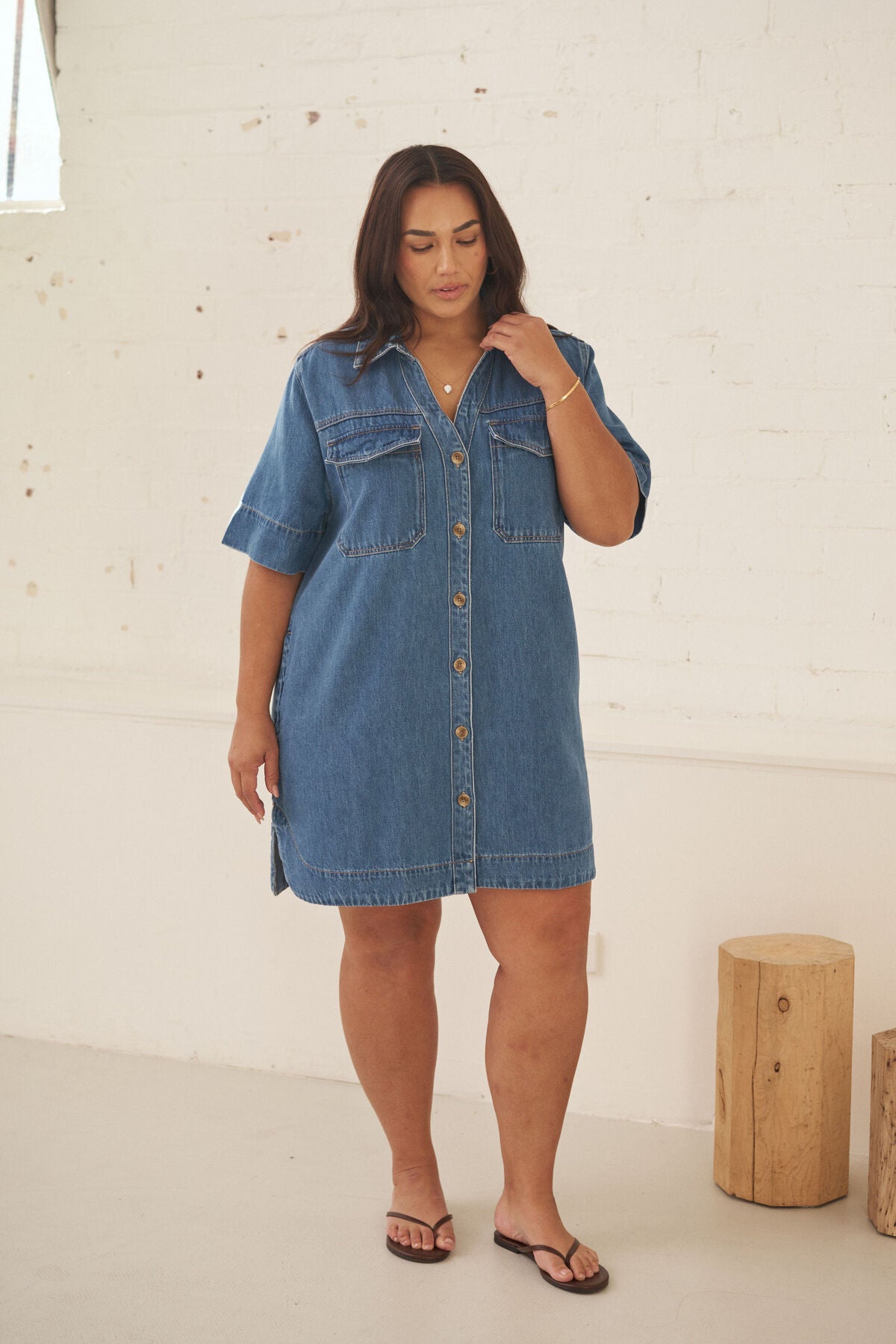 CERES LIFE BONNIE RELAXED SHIRT DRESS FRESH INDIGO