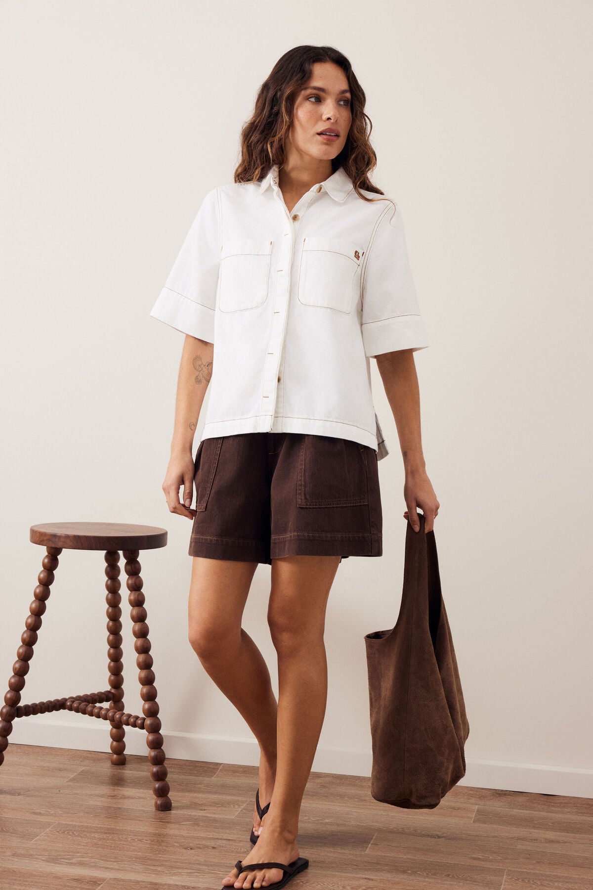 CERES LIFE NOA SHORT SLEEVE SHIRT FRESH ECRU