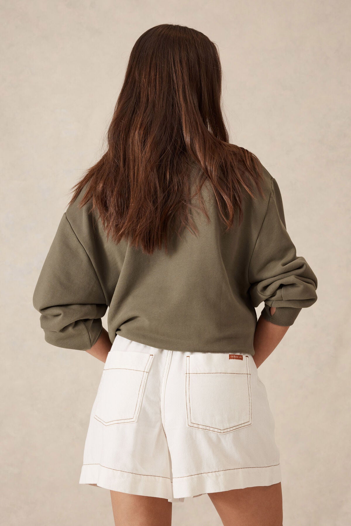 CERES LIFE DARCY RELAXED EVERYDAY SHORT ECRU TWILL