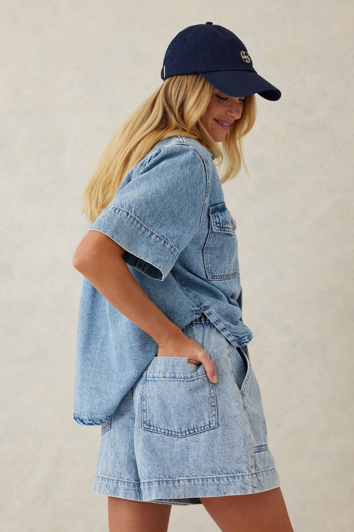 CERES LIFE DARCY RELAXED EVERYDAY SHORT VINTAGE BLUE DENIM