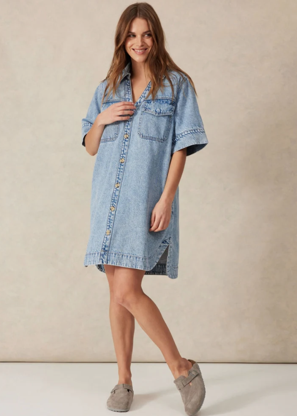CERES LIFE SHORT SLEEVE SHIRT DRESS VINTAGE BLUE