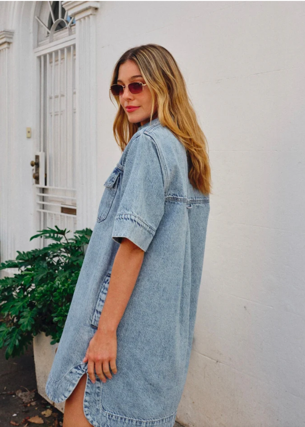 CERES LIFE SHORT SLEEVE SHIRT DRESS VINTAGE BLUE