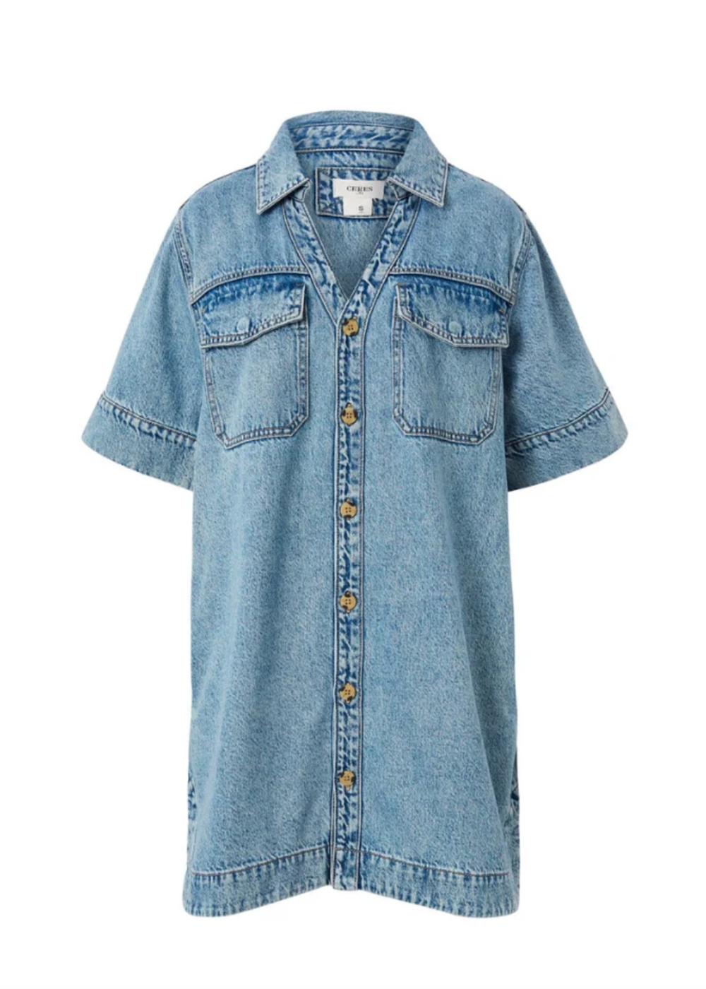 CERES LIFE SHORT SLEEVE SHIRT DRESS VINTAGE BLUE