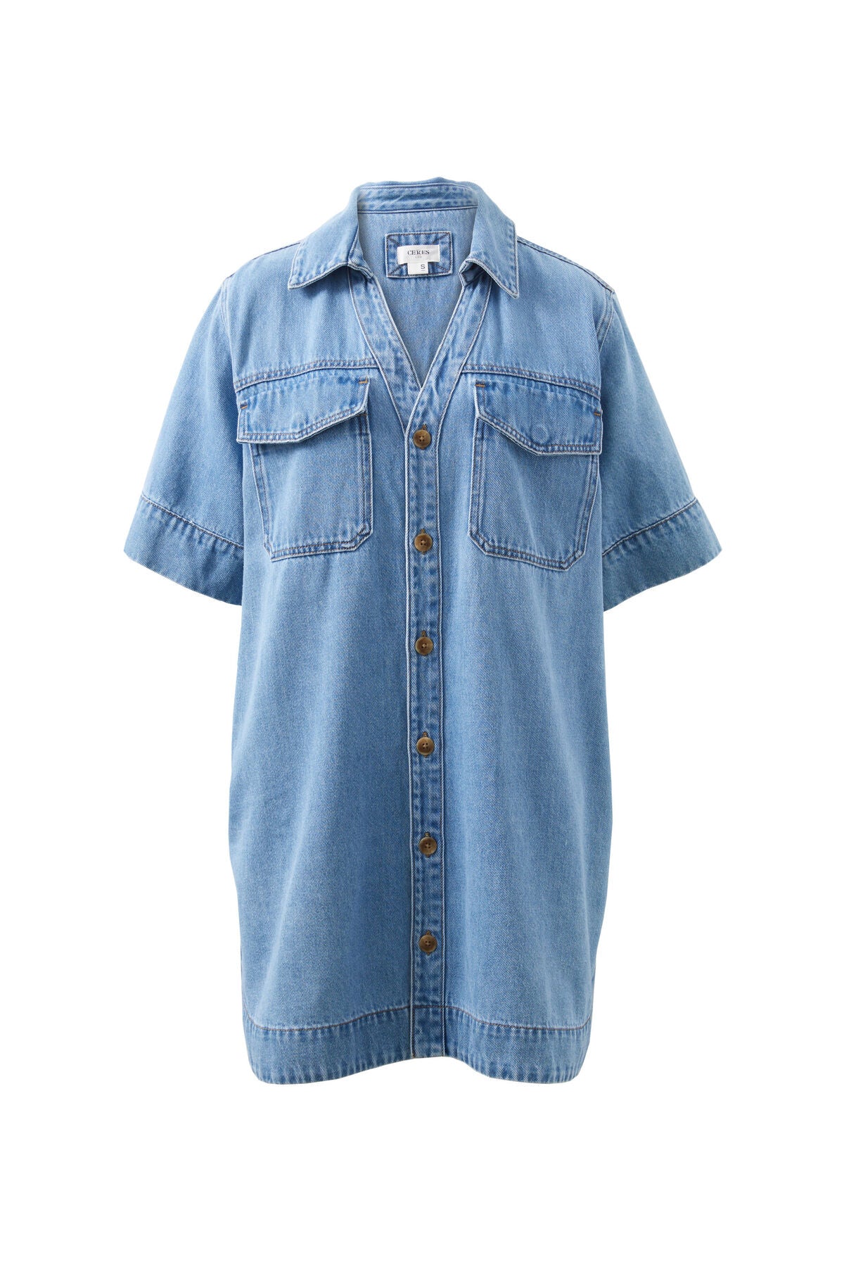CERES LIFE SAMMY RELAXED SHIRT DRESS MID VINTAGE BLUE