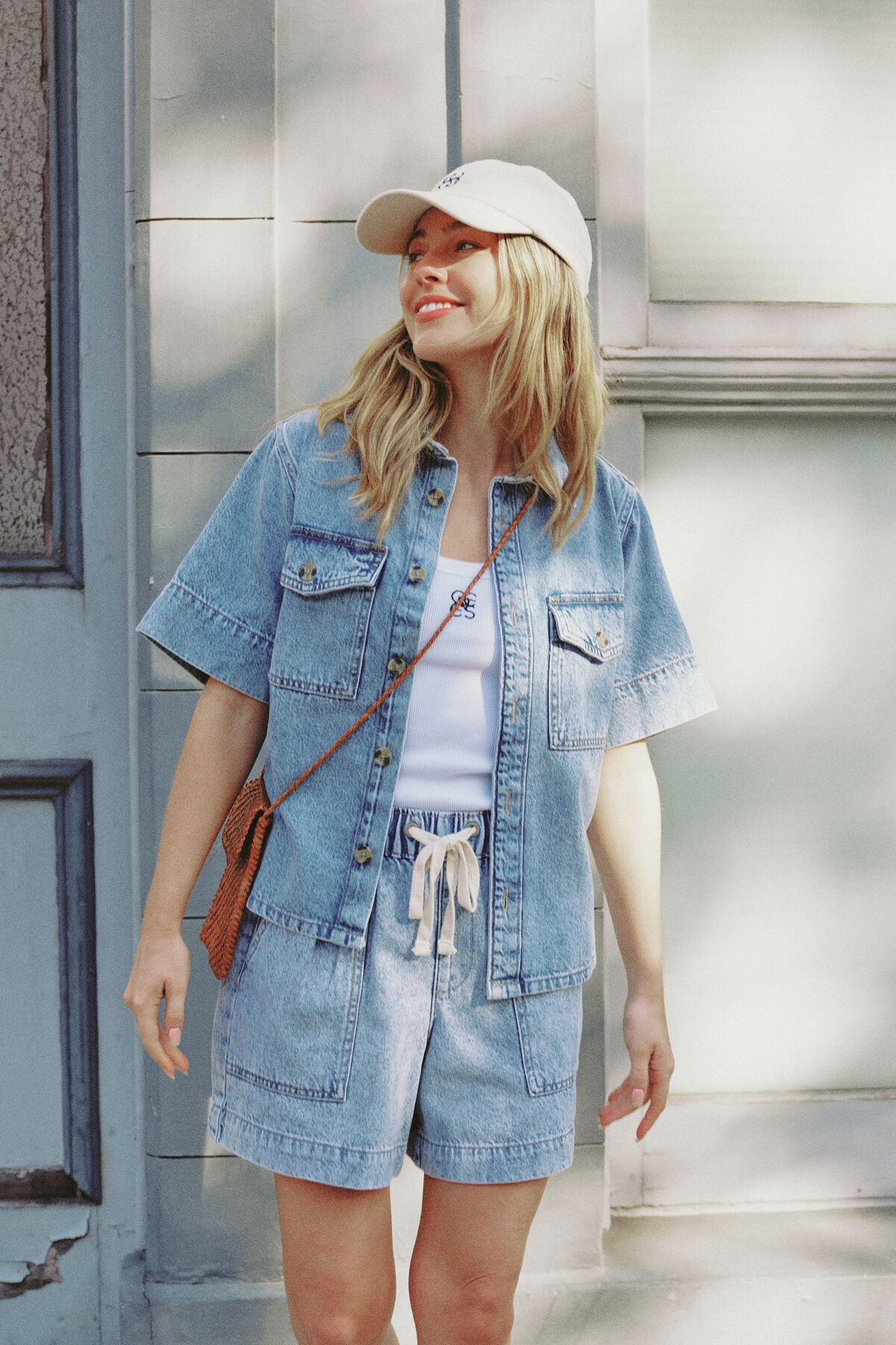 CERES LIFE SHORT SLEEVE BOXY SHIRT VINTAGE BLUE DENIM