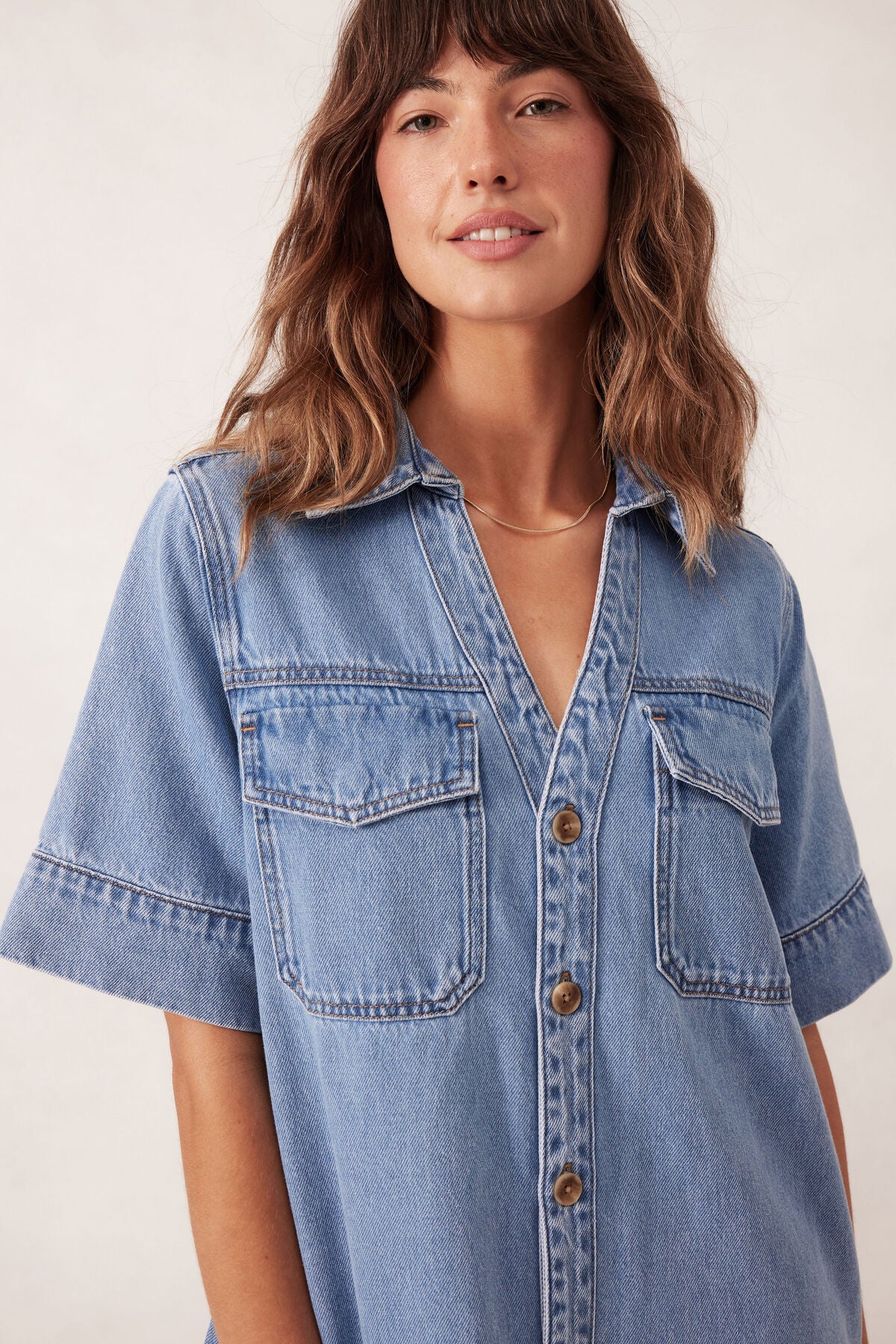 CERES LIFE RELAXED SHIRT DRESS MID VINTAGE BLUE