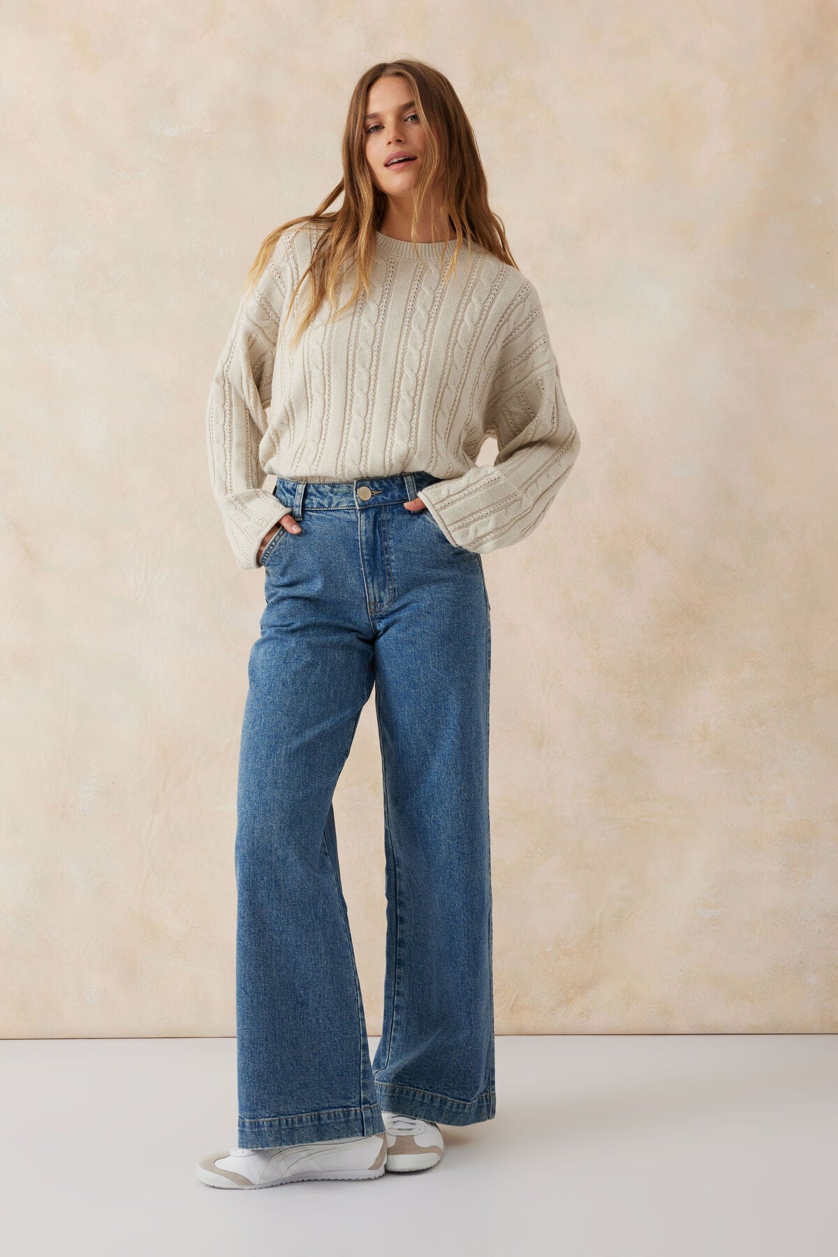 CERES LIFE CLASSIC WIDE LEG JEAN INDIGO RESCUED DENIM