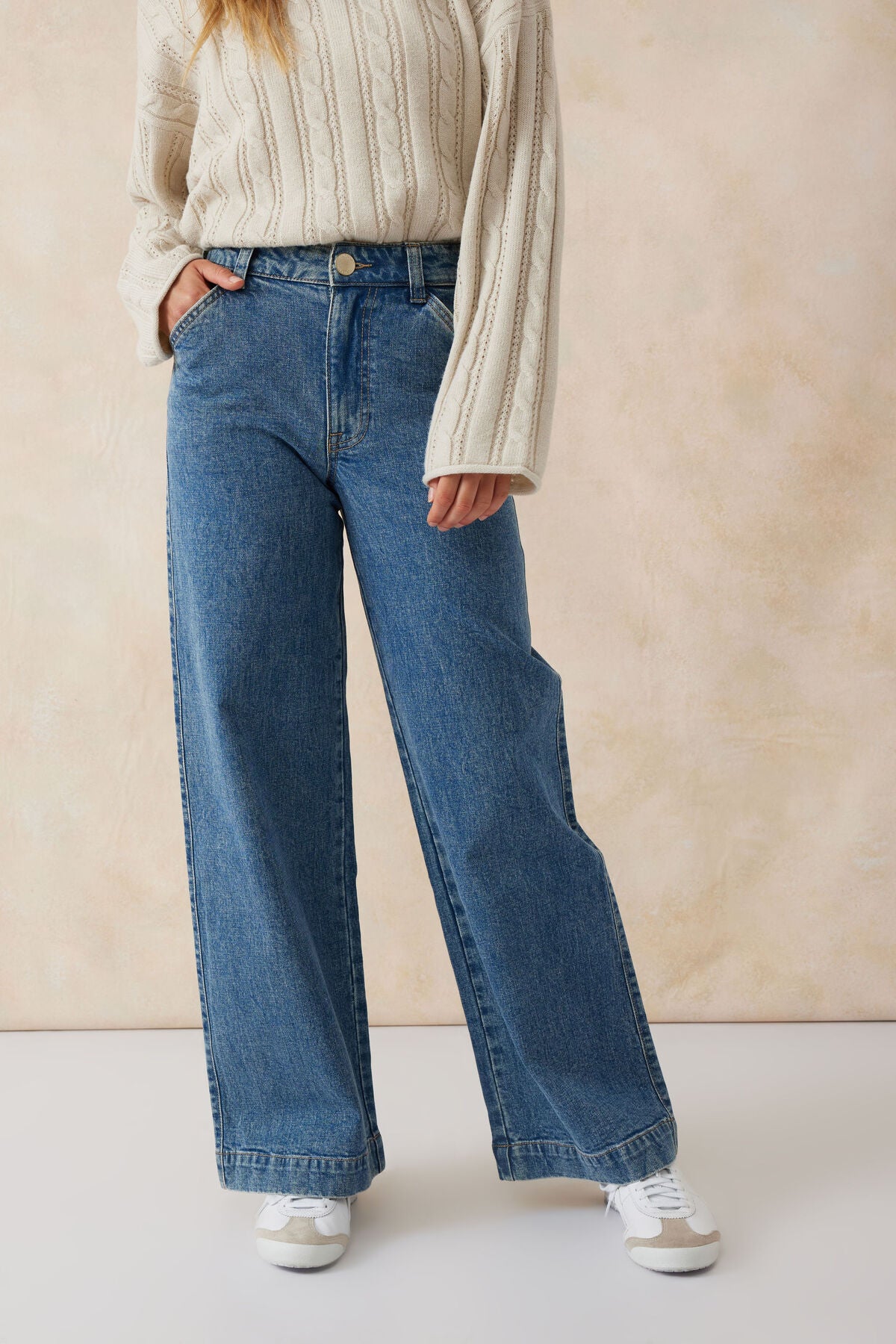 CERES LIFE CLASSIC WIDE LEG JEAN INDIGO RESCUED DENIM