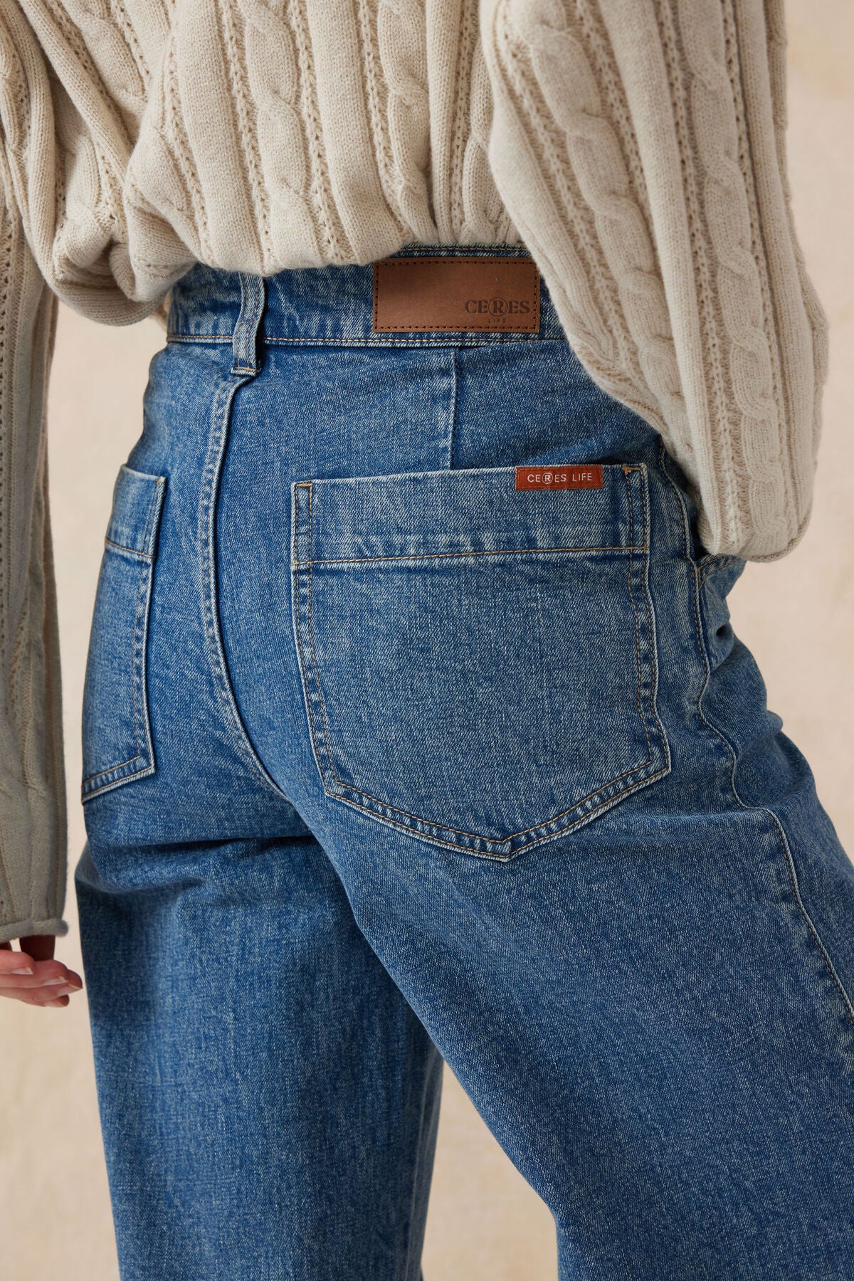 CERES LIFE CLASSIC WIDE LEG JEAN INDIGO RESCUED DENIM
