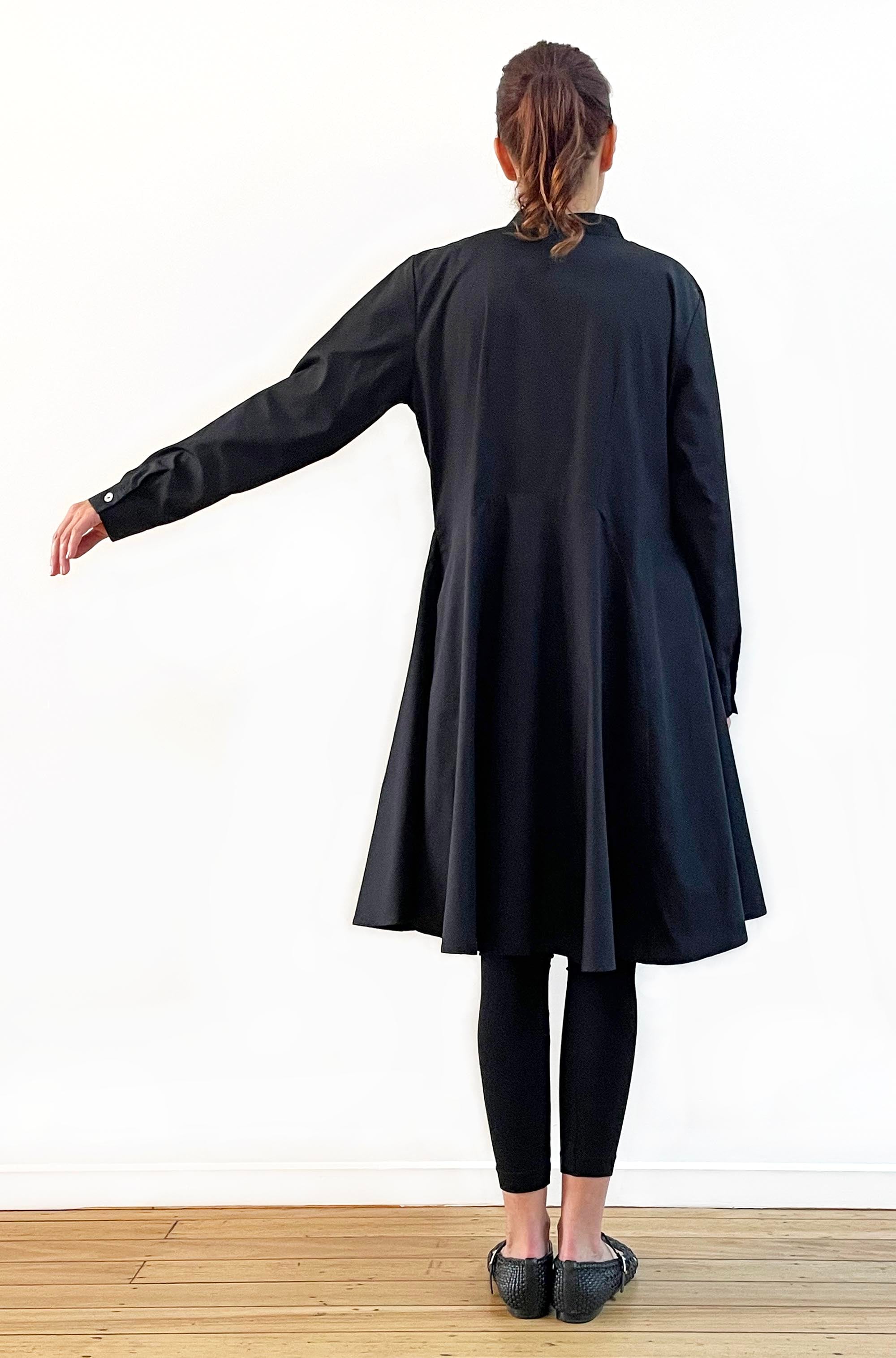 COTTON CURVED SKIRT TUNIC DRESS BLACK