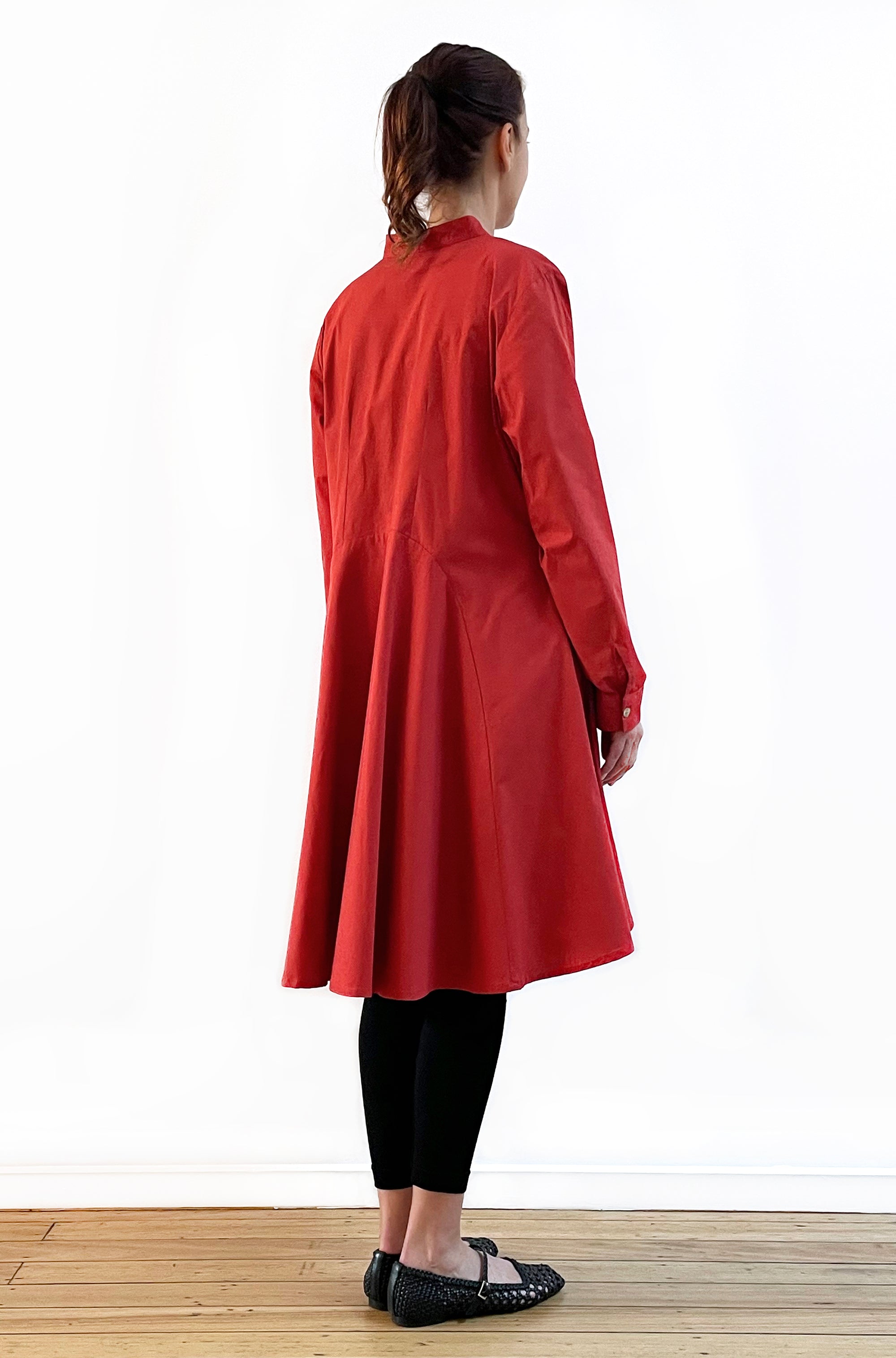 COTTON CURVED SKIRT TUNIC DRESS PAPRIKA