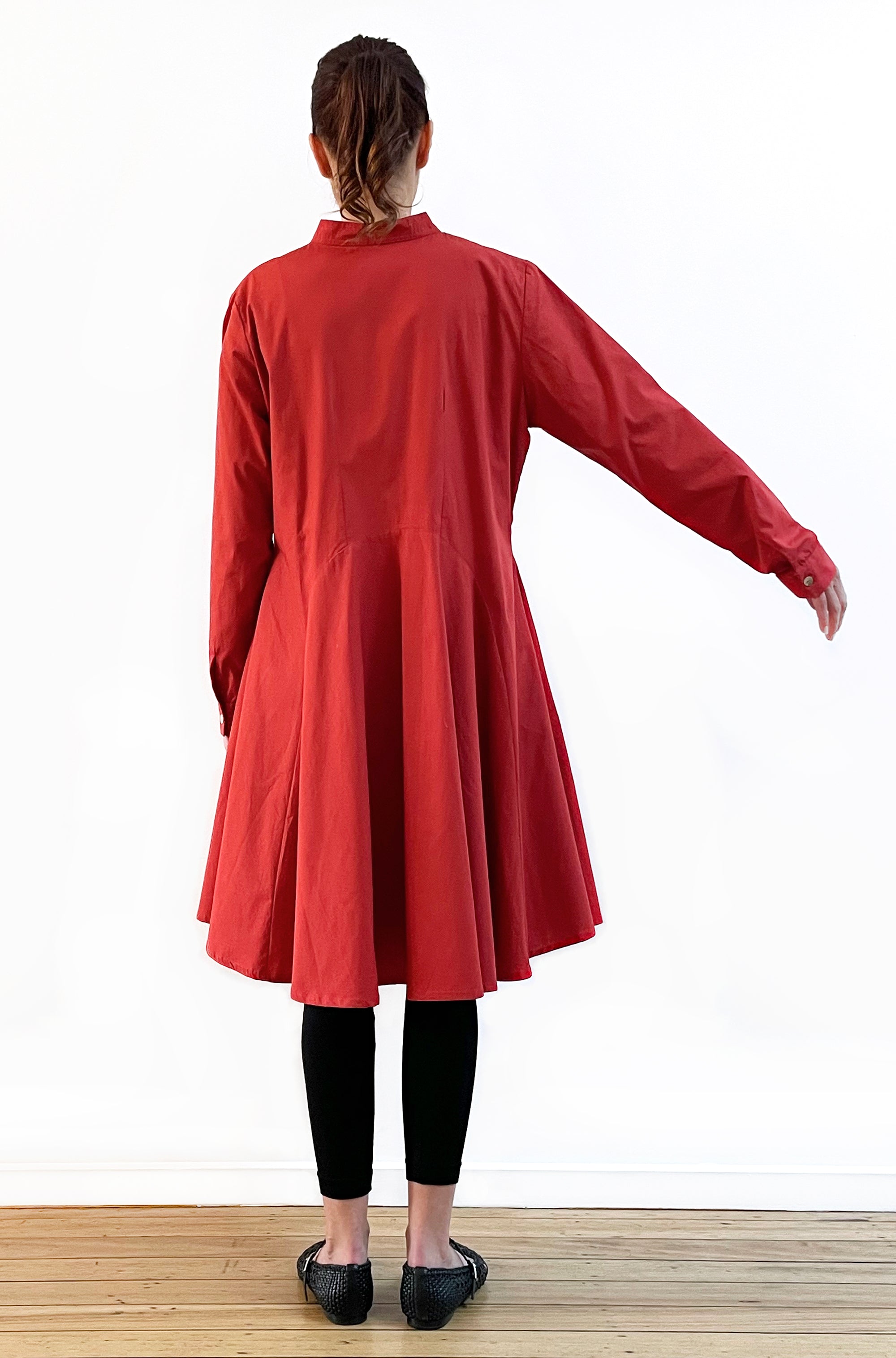 COTTON CURVED SKIRT TUNIC DRESS PAPRIKA