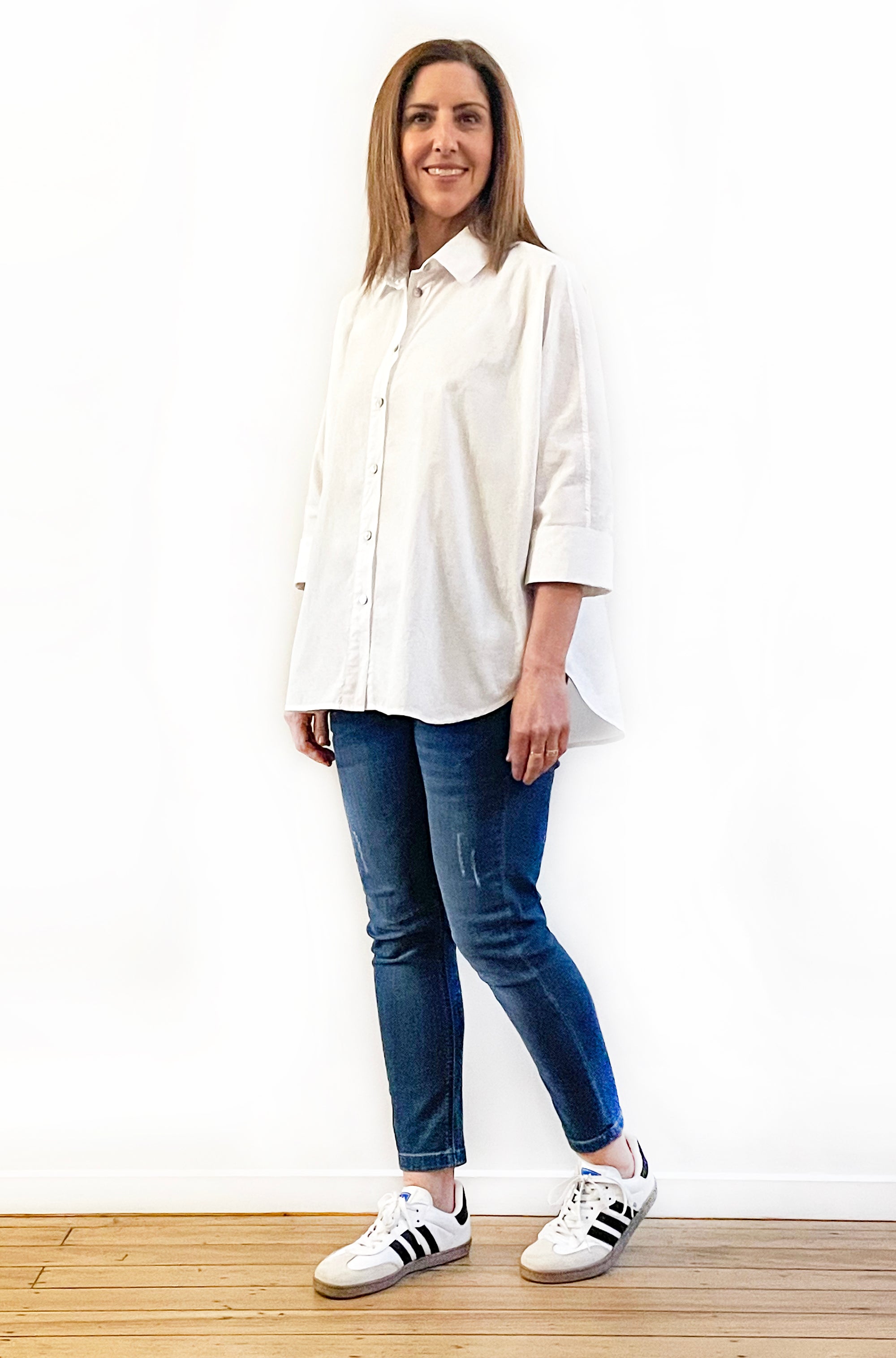 COTTON CLASSIC KIMONO SLEEVE SHIRT WHITE