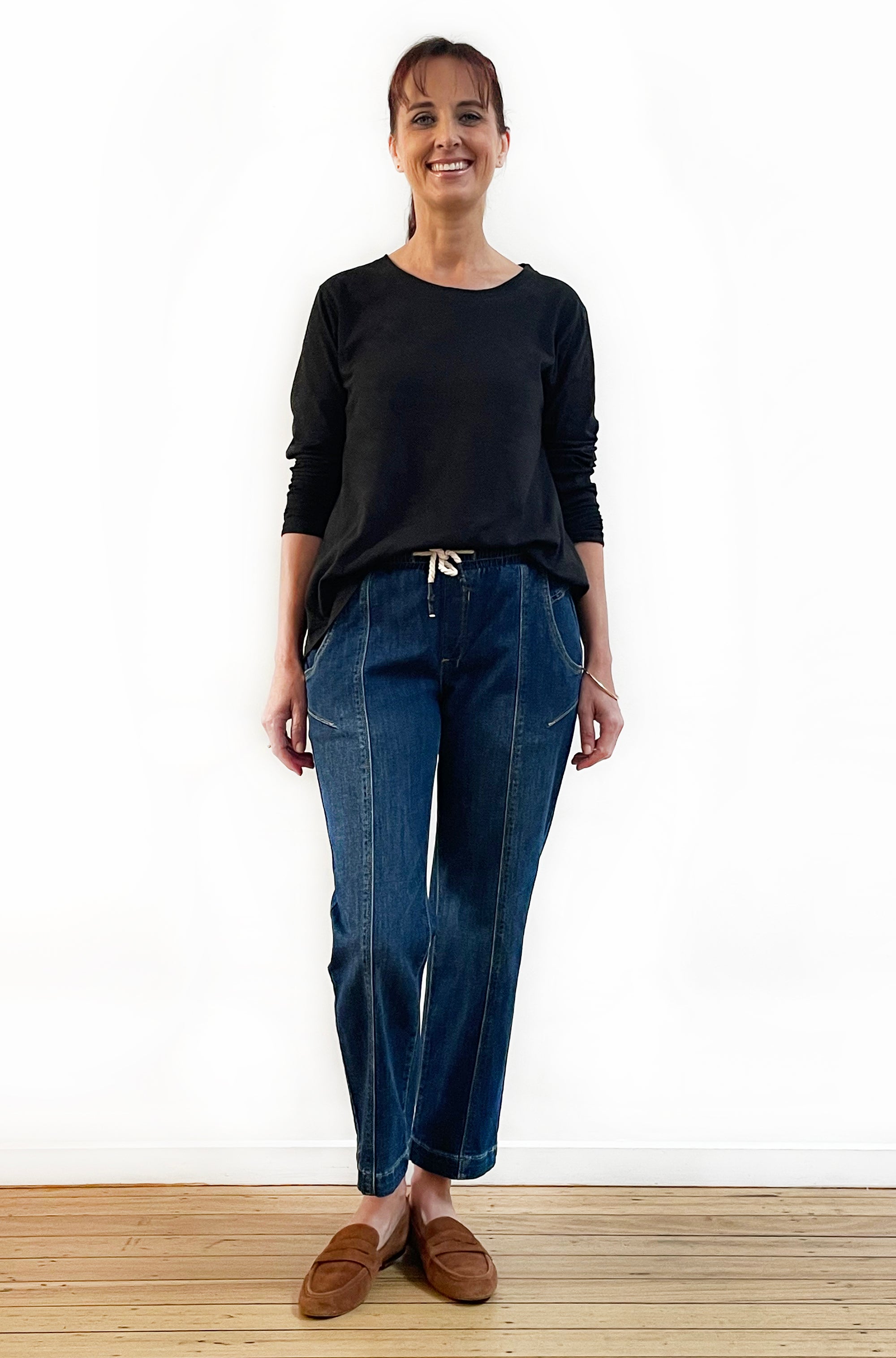 100% COTTON LONG SLEEVE HI LO TEE BLACK