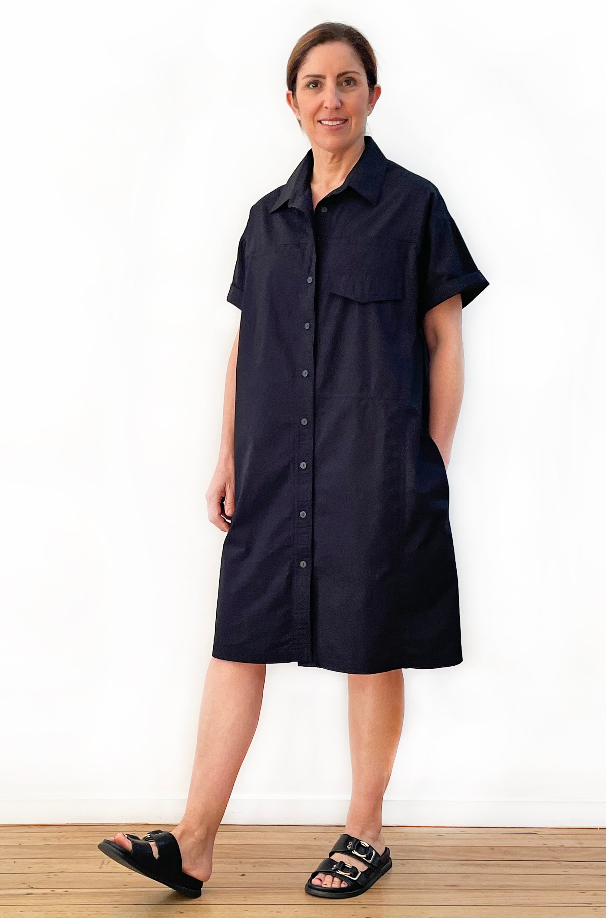 open lace back dress Long Sleeve Linen Dress 'Mia', Oversized Linen Dress main image 1