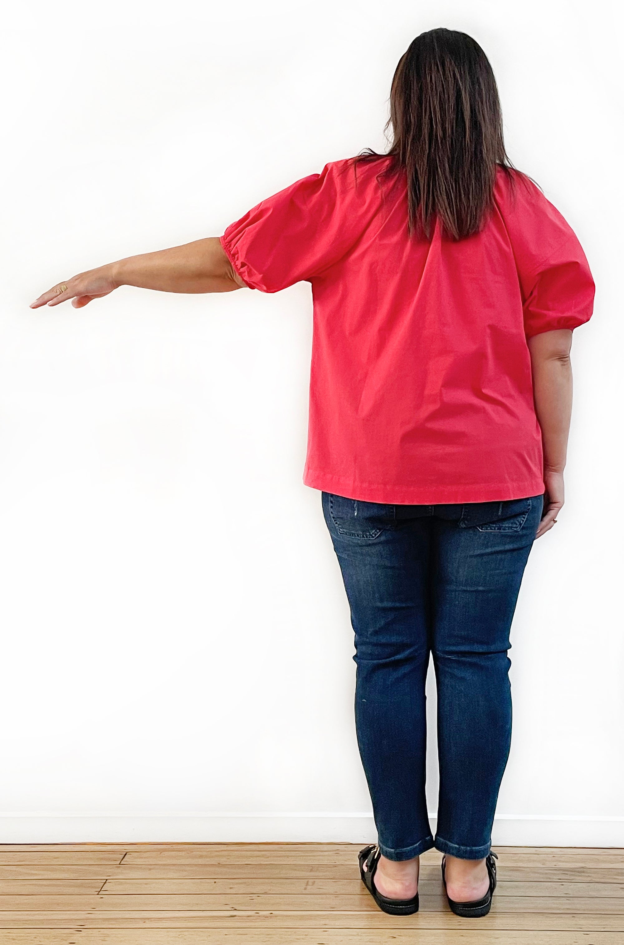 COTTON PEASANT TOP POPPY RED