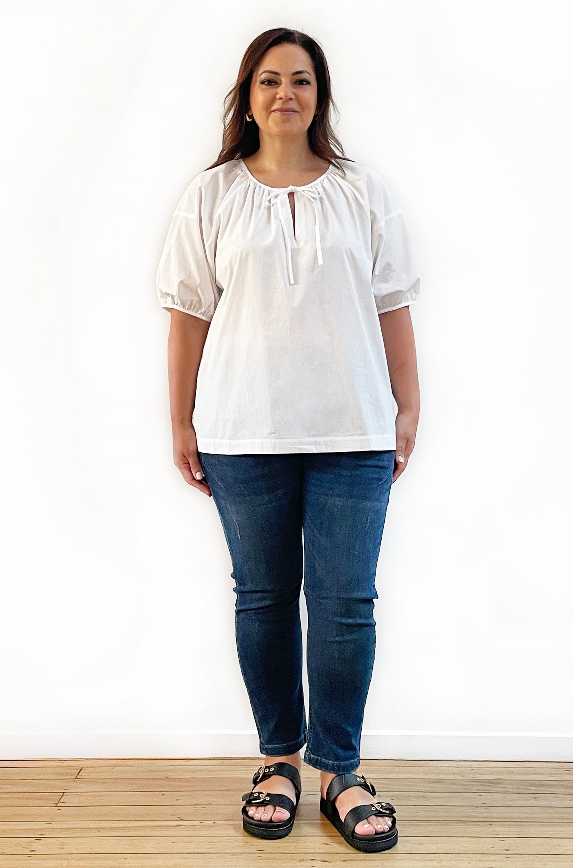 COTTON PEASANT TOP WHITE
