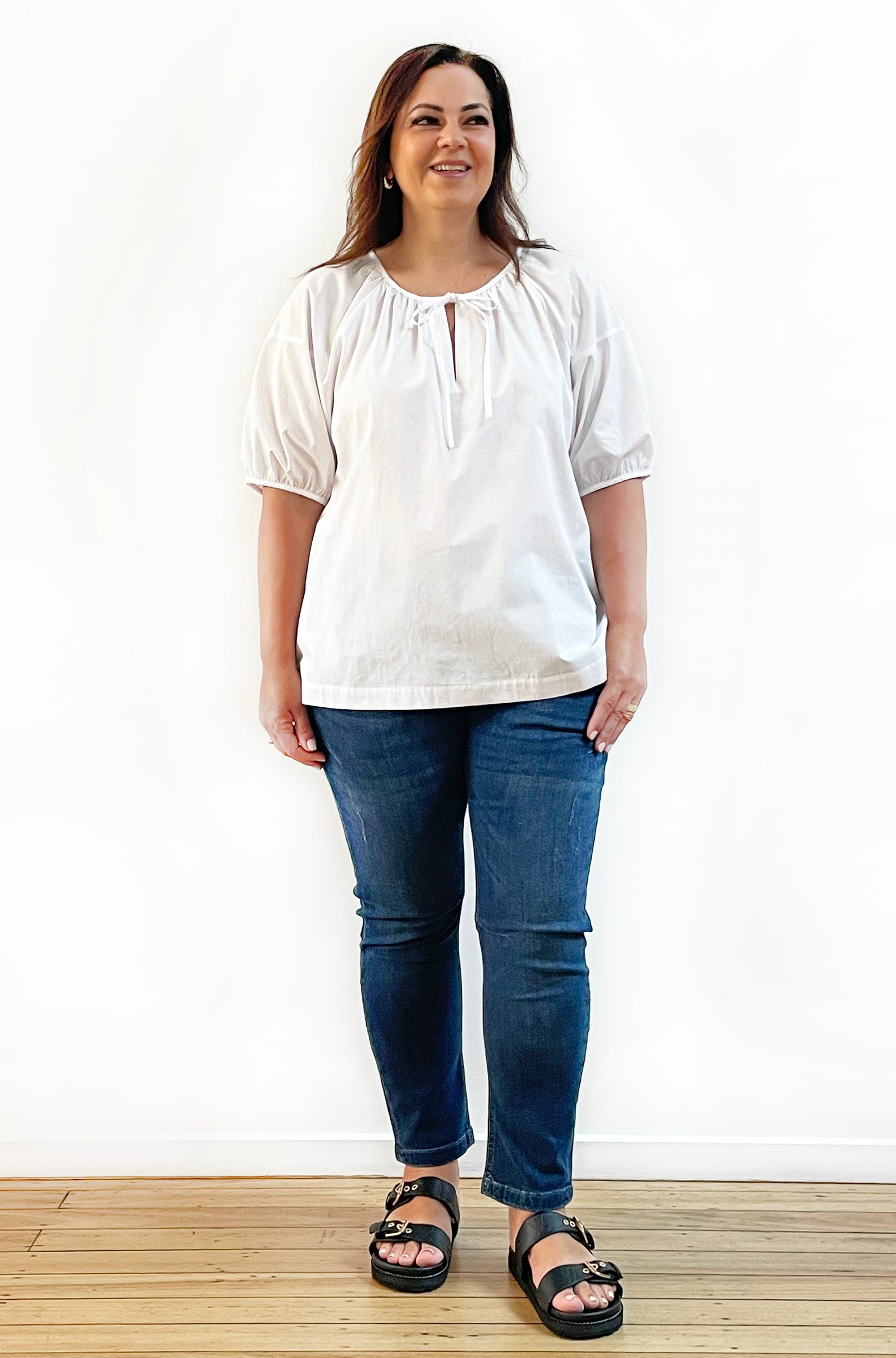 COTTON PEASANT TOP WHITE