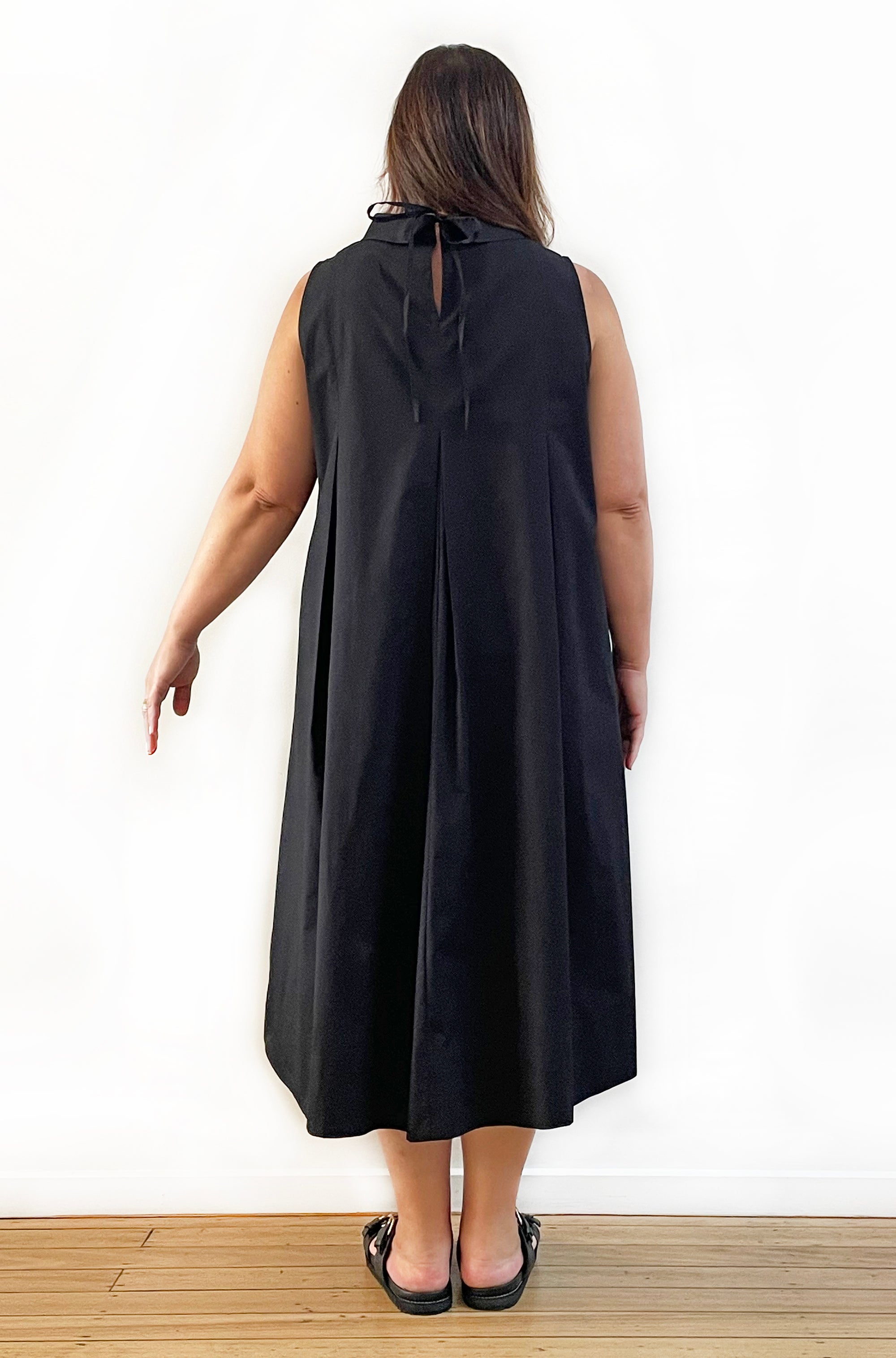 COTTON ROLL NECK SWING DRESS BLACK