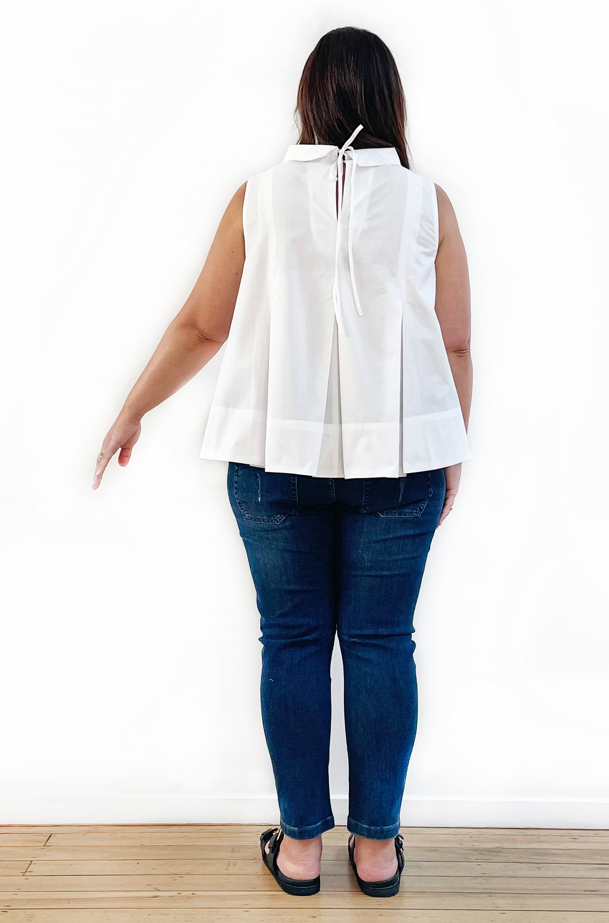 COTTON ROLL NECK SWING TOP WHITE