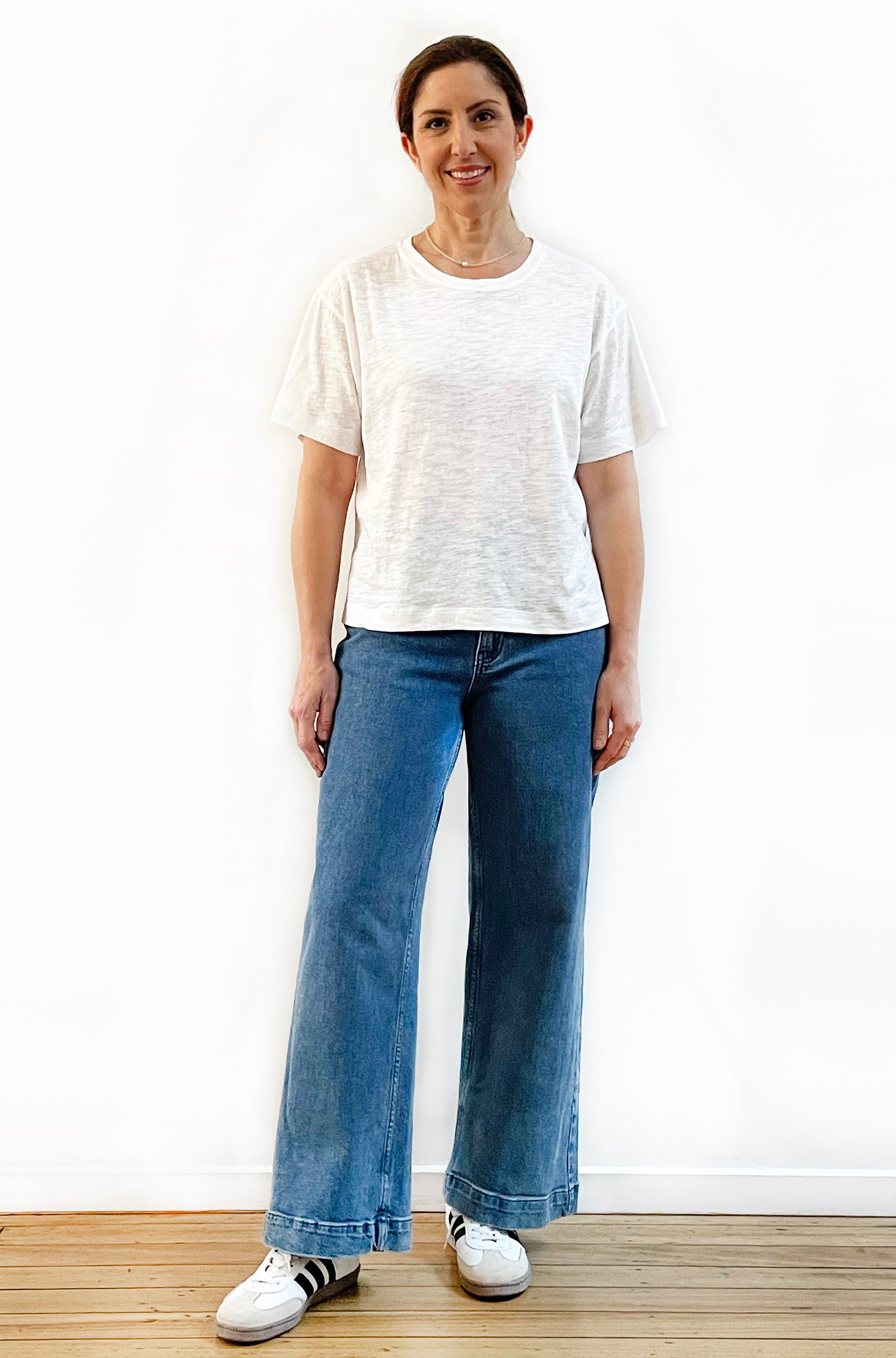 100% COTTON SHORT SLEEVE SLOUCHY TEE WHITE