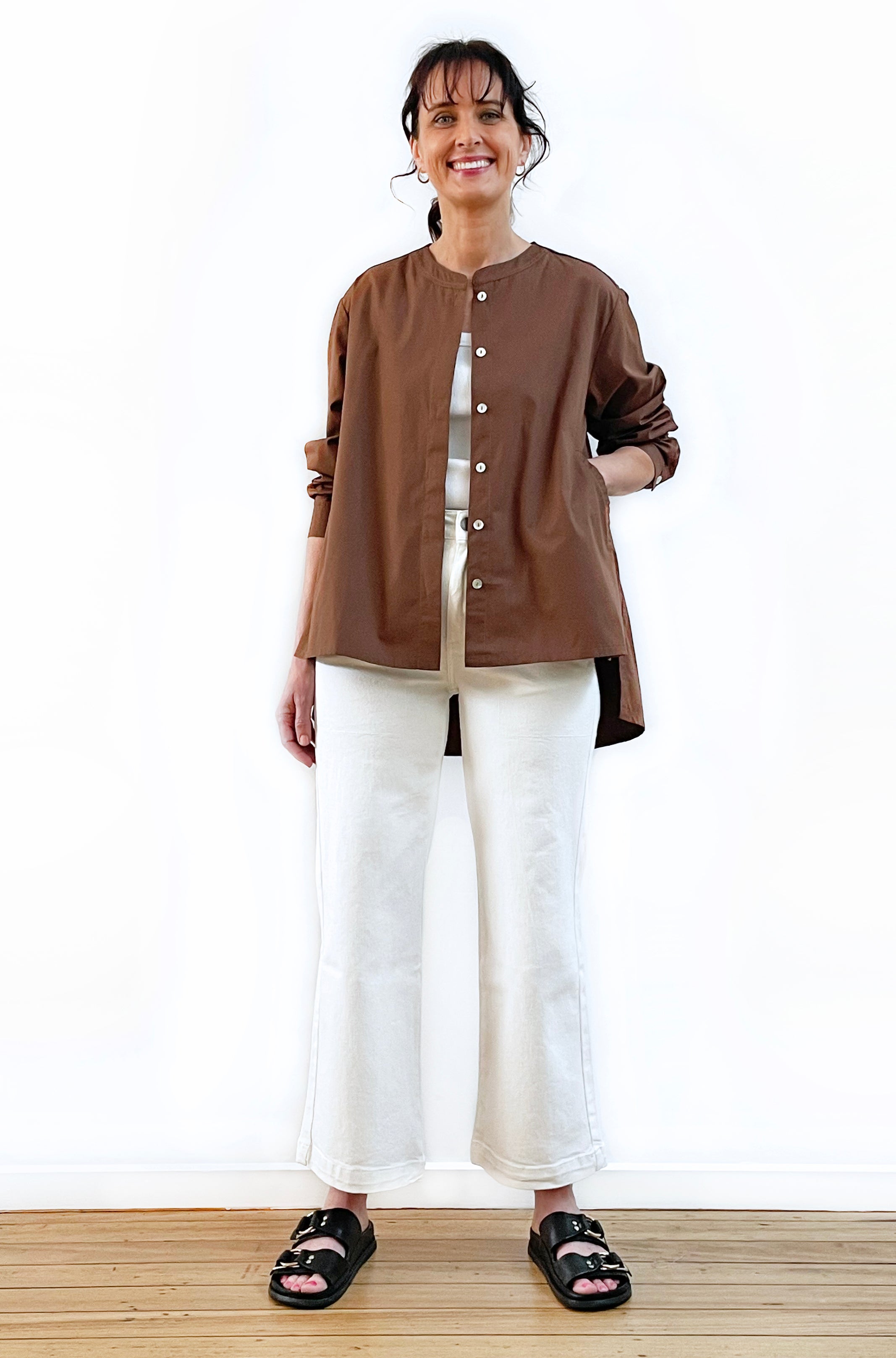 COTTON SWING SHIRT JACKET MILK CHOCOLATE