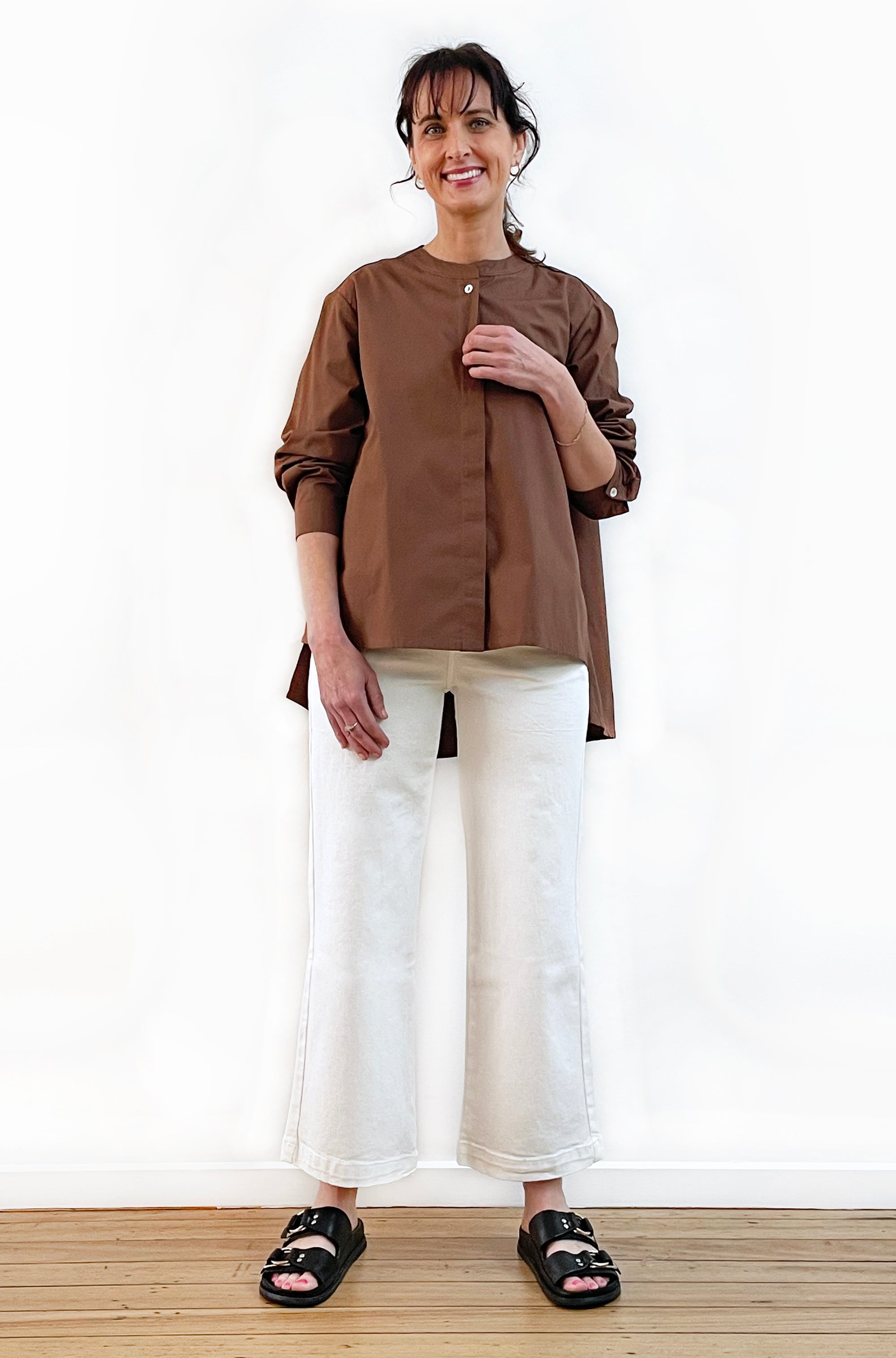 COTTON SWING SHIRT JACKET MILK CHOCOLATE