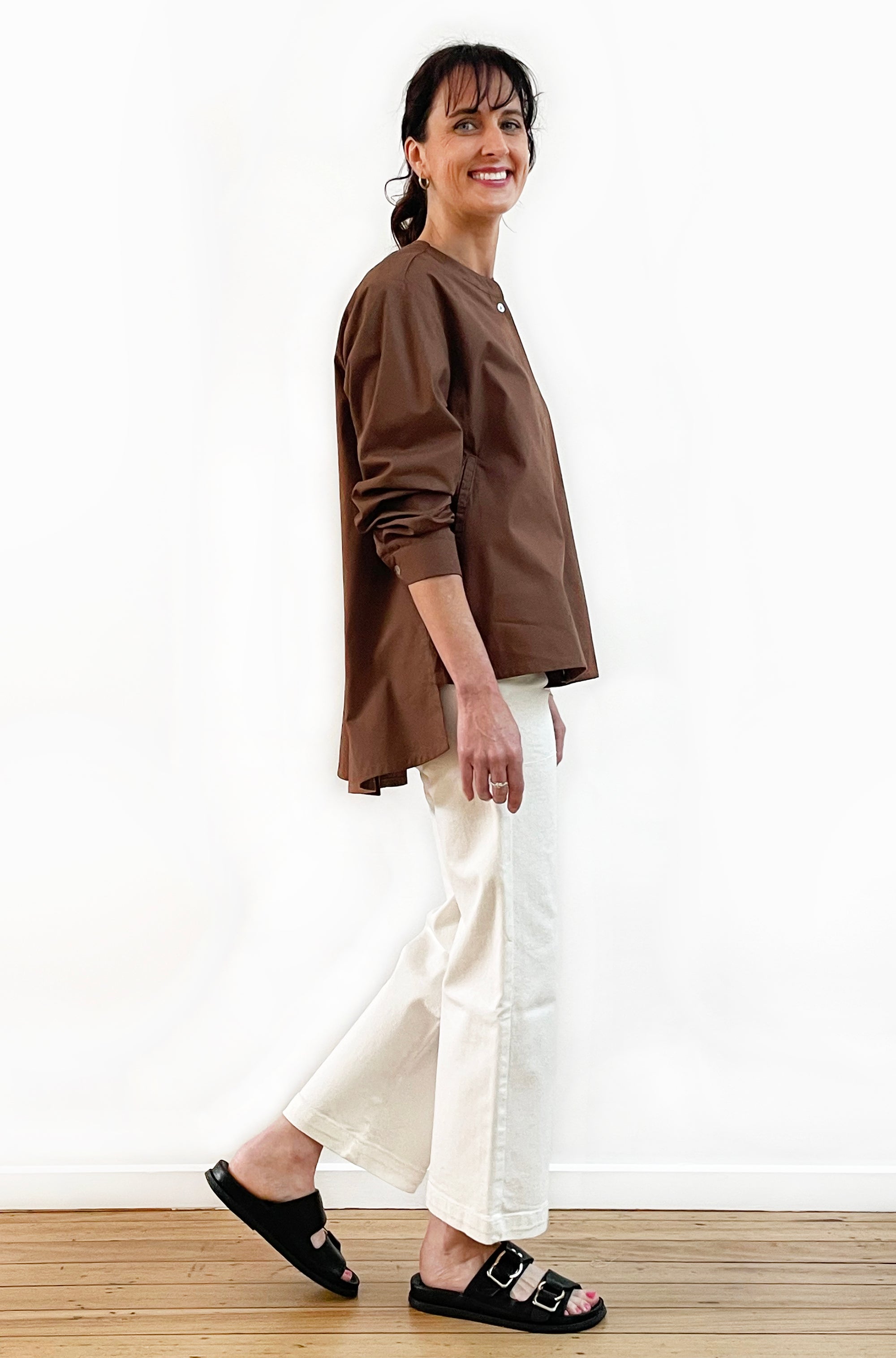 COTTON SWING SHIRT JACKET MILK CHOCOLATE